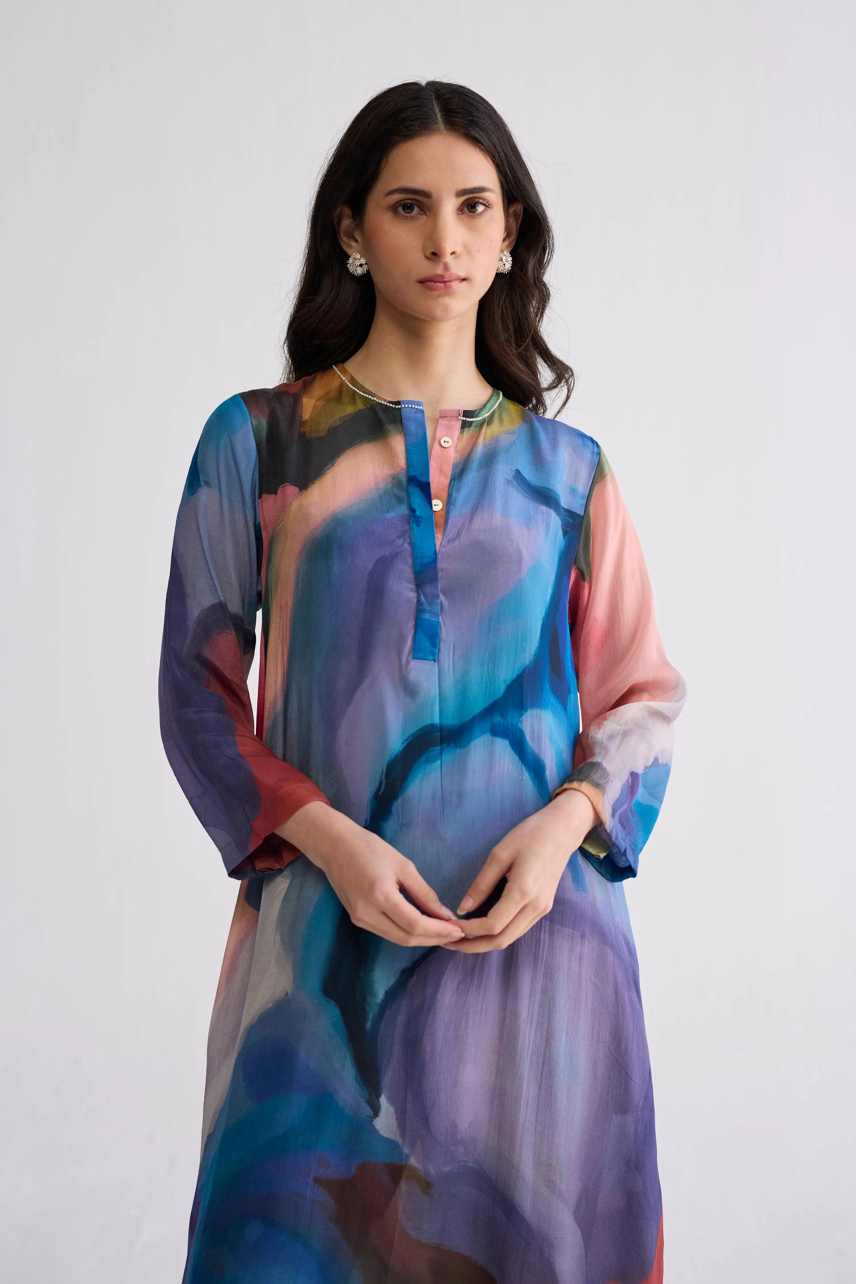 Rainbow Garden Long Kurta Set