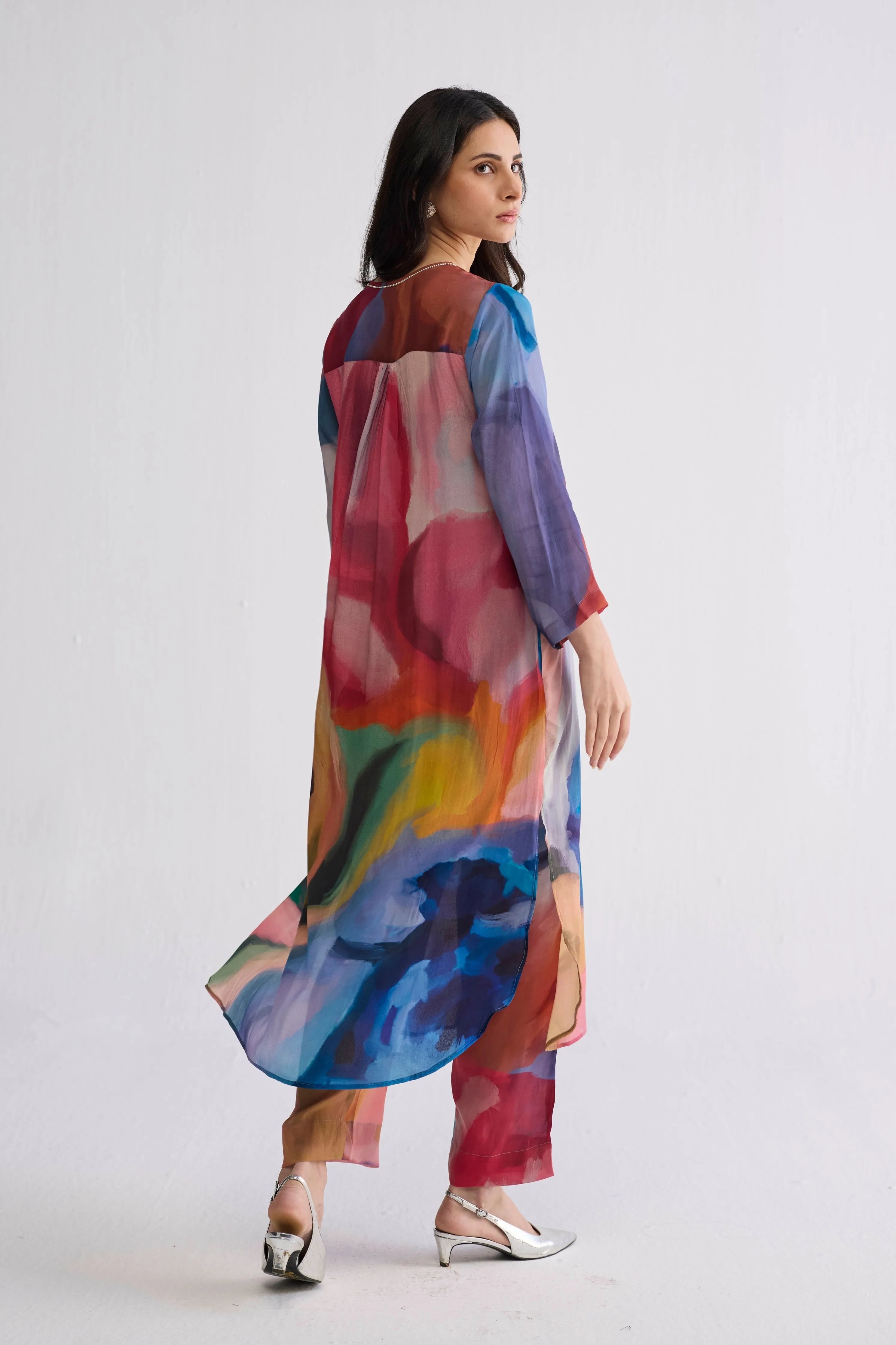 Rainbow Garden Long Kurta Set