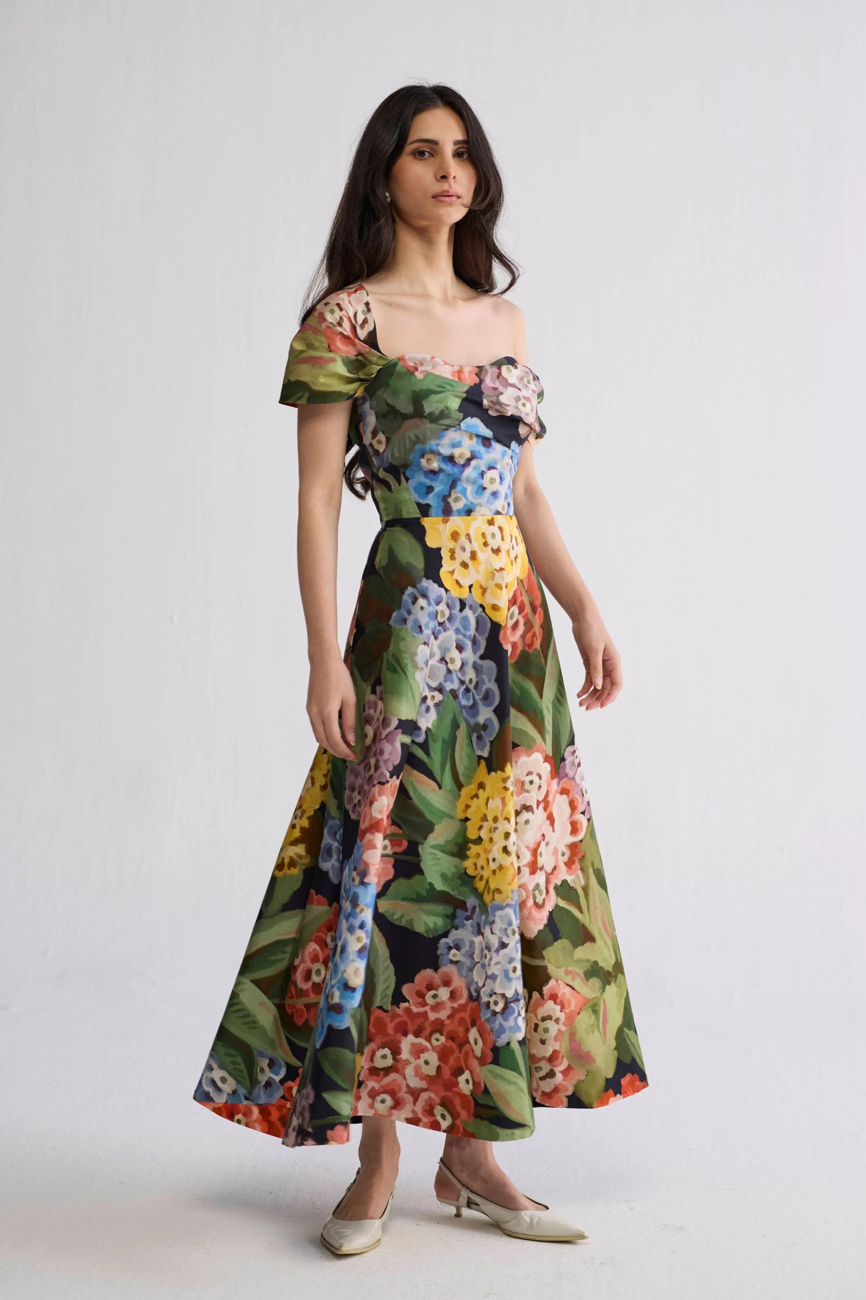 Rain Draped Off Shoulder Dress