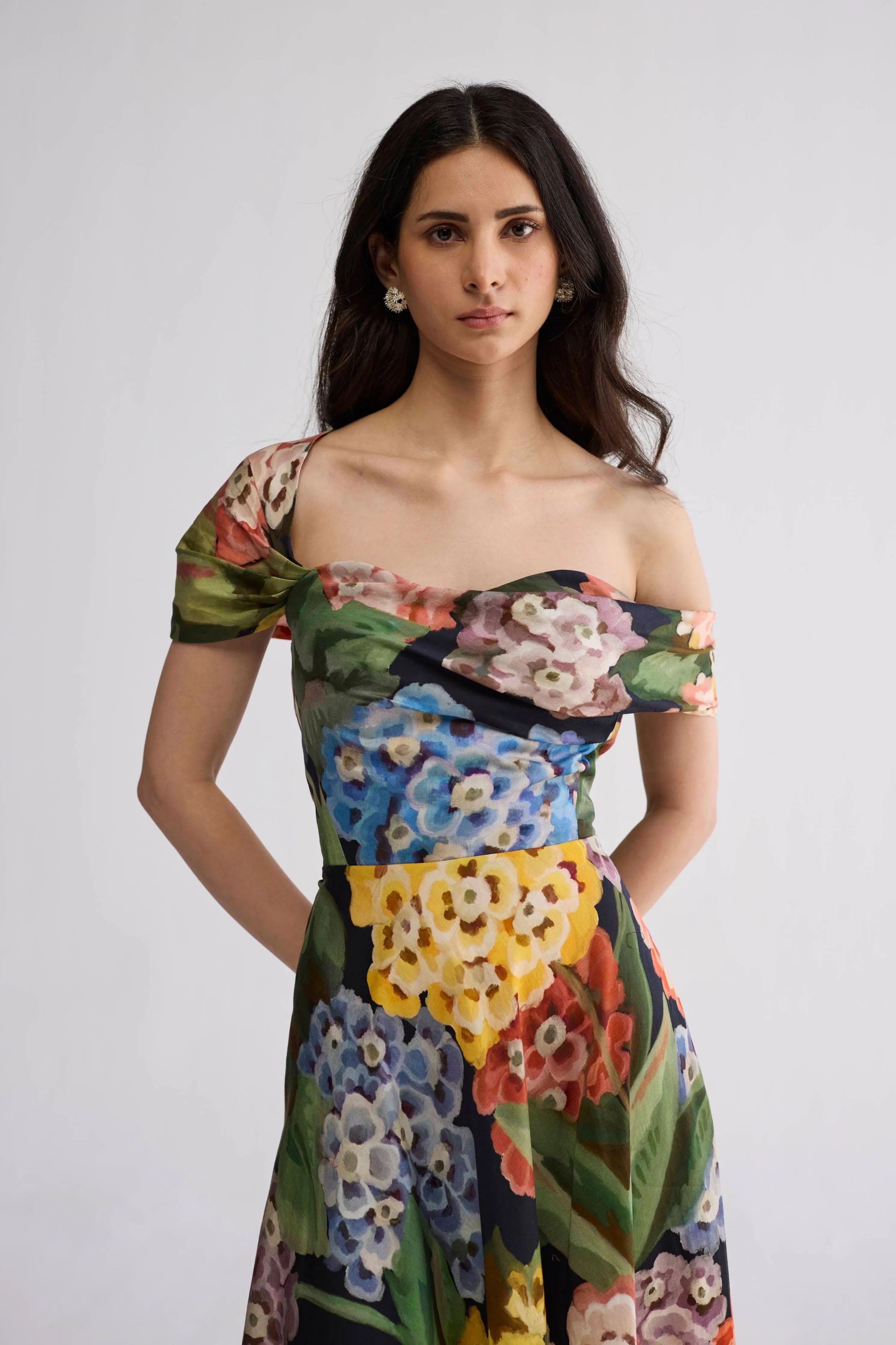 Rain Draped Off Shoulder Dress