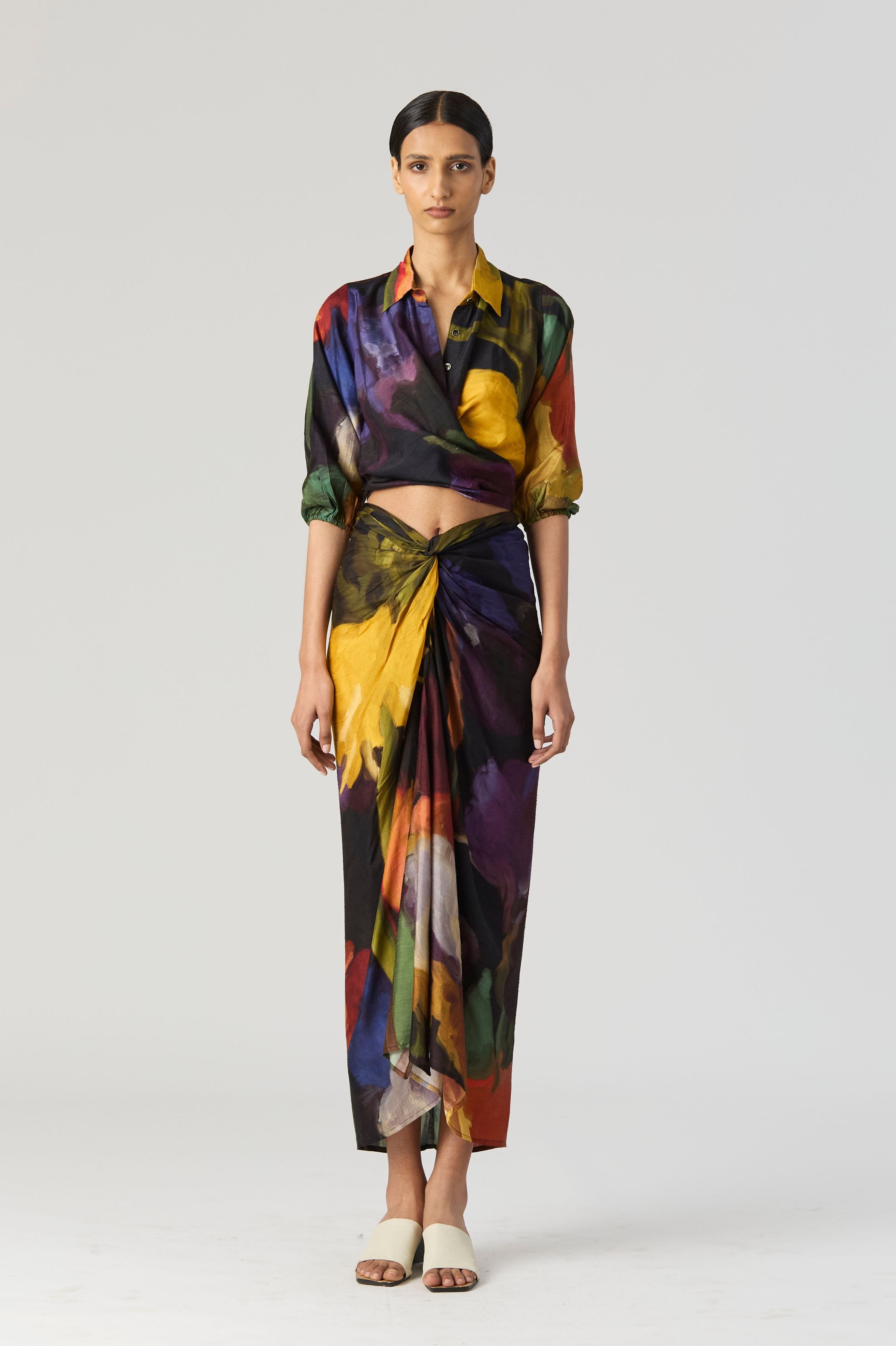 Ivy Tie Up Top And Skirt Set