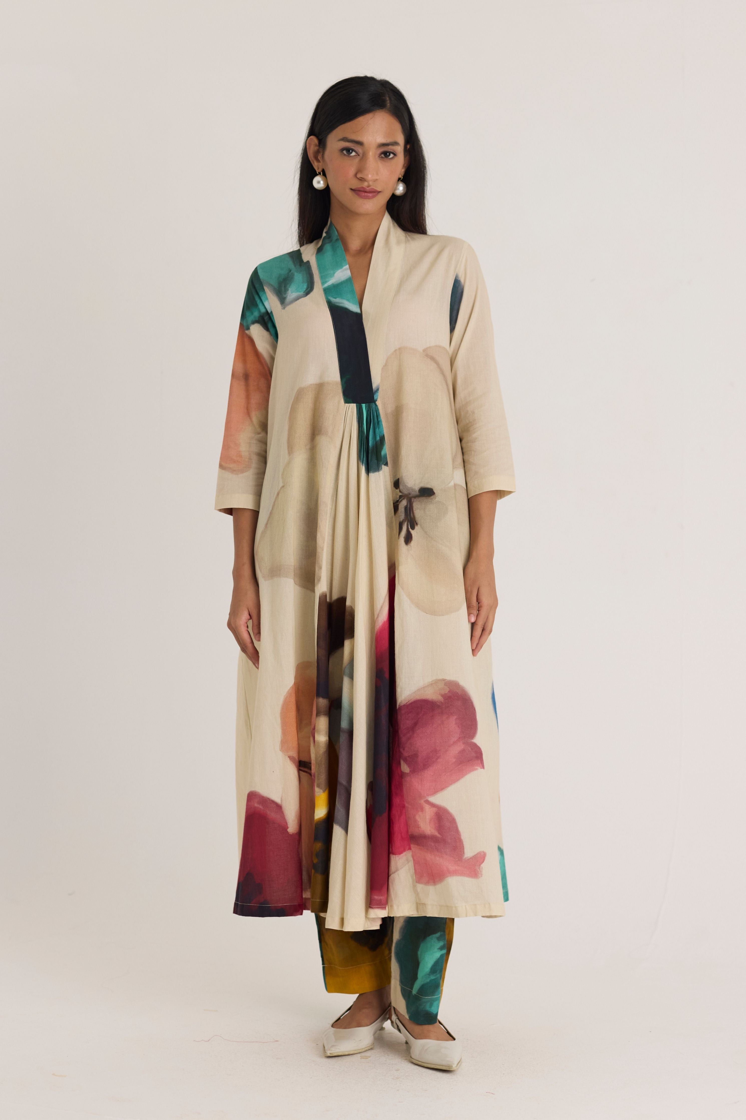 Lila Long V Neck Kurta