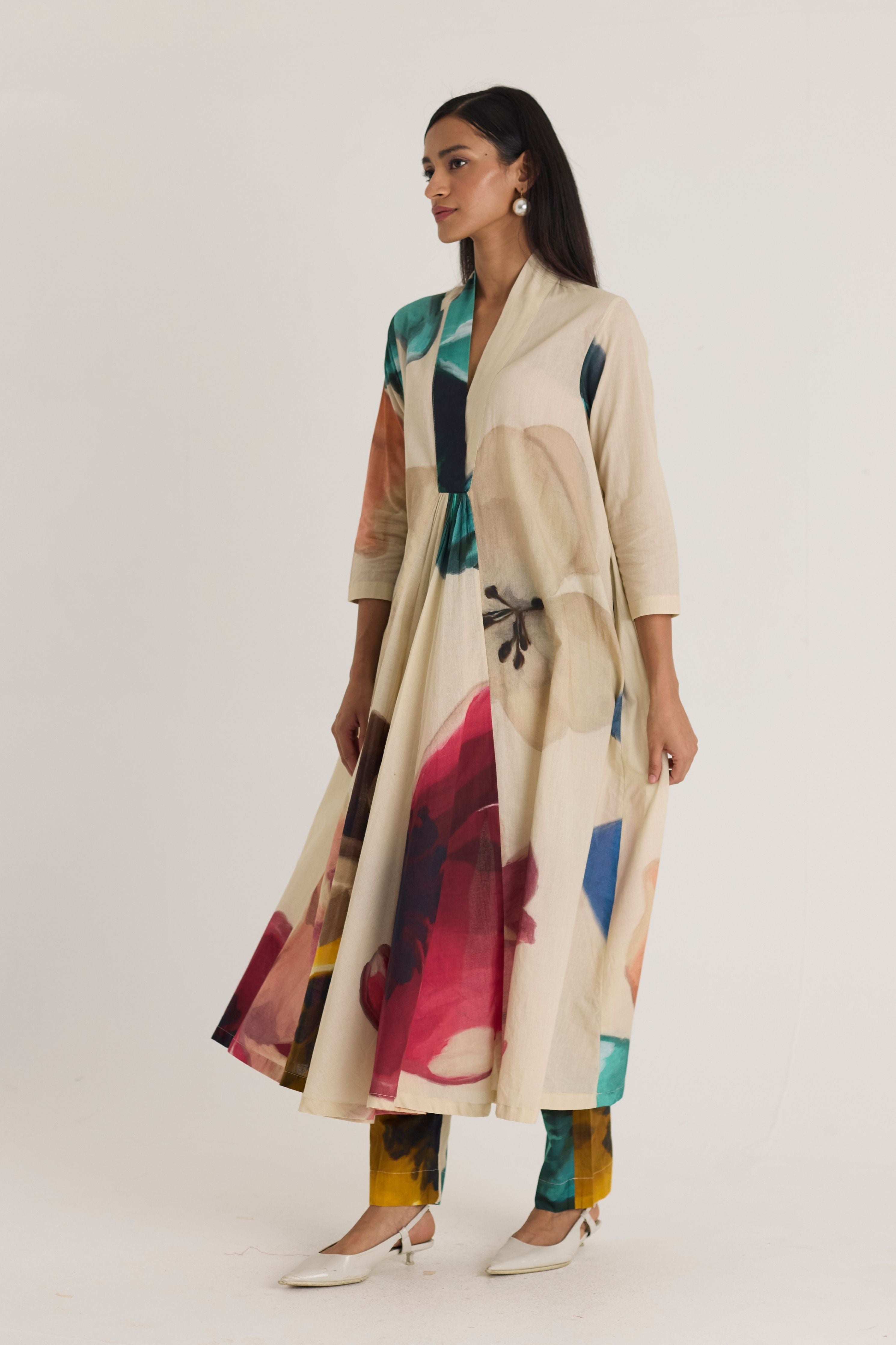 Lila Long V Neck Kurta