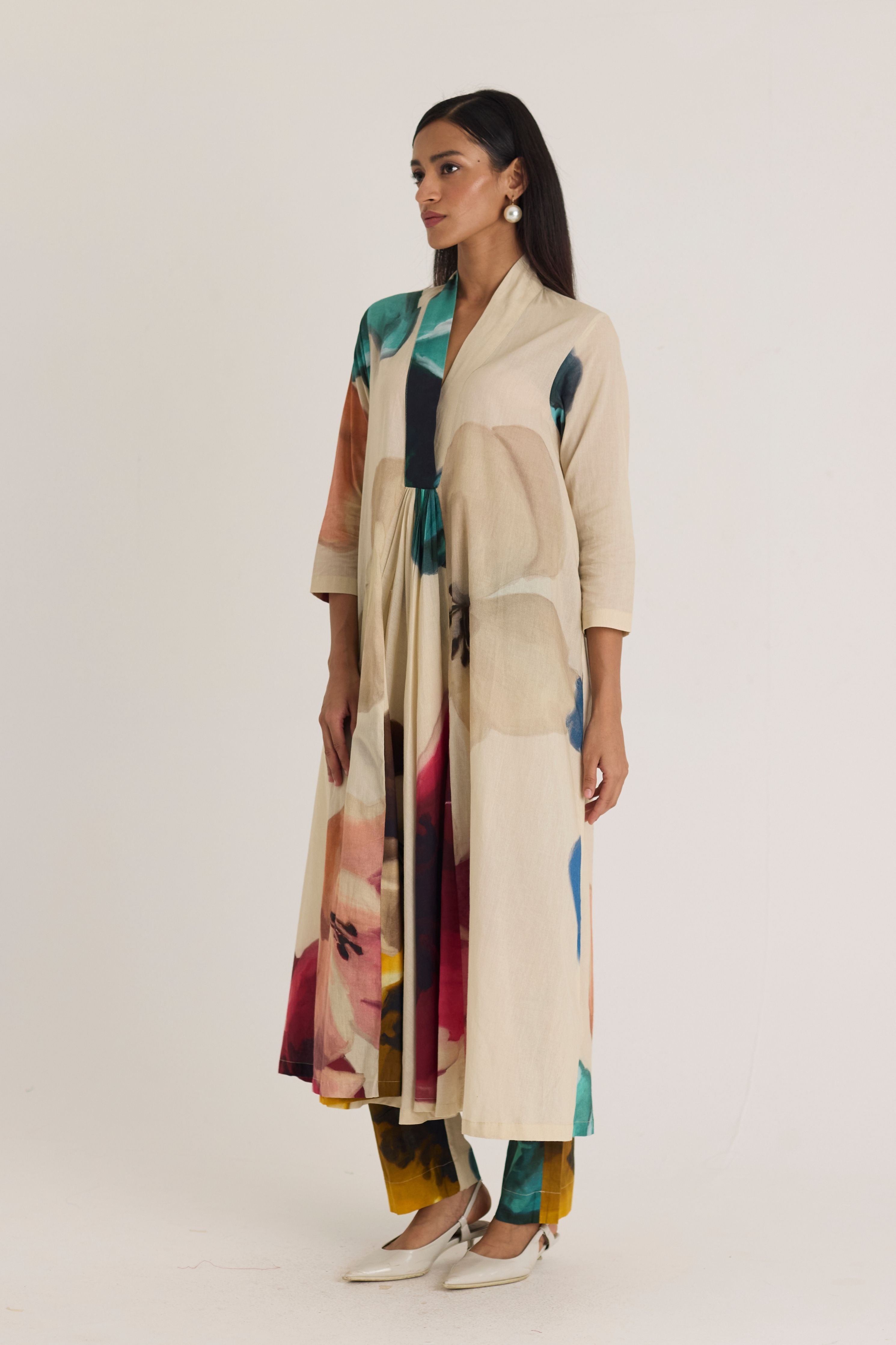 Lila Long V Neck Kurta