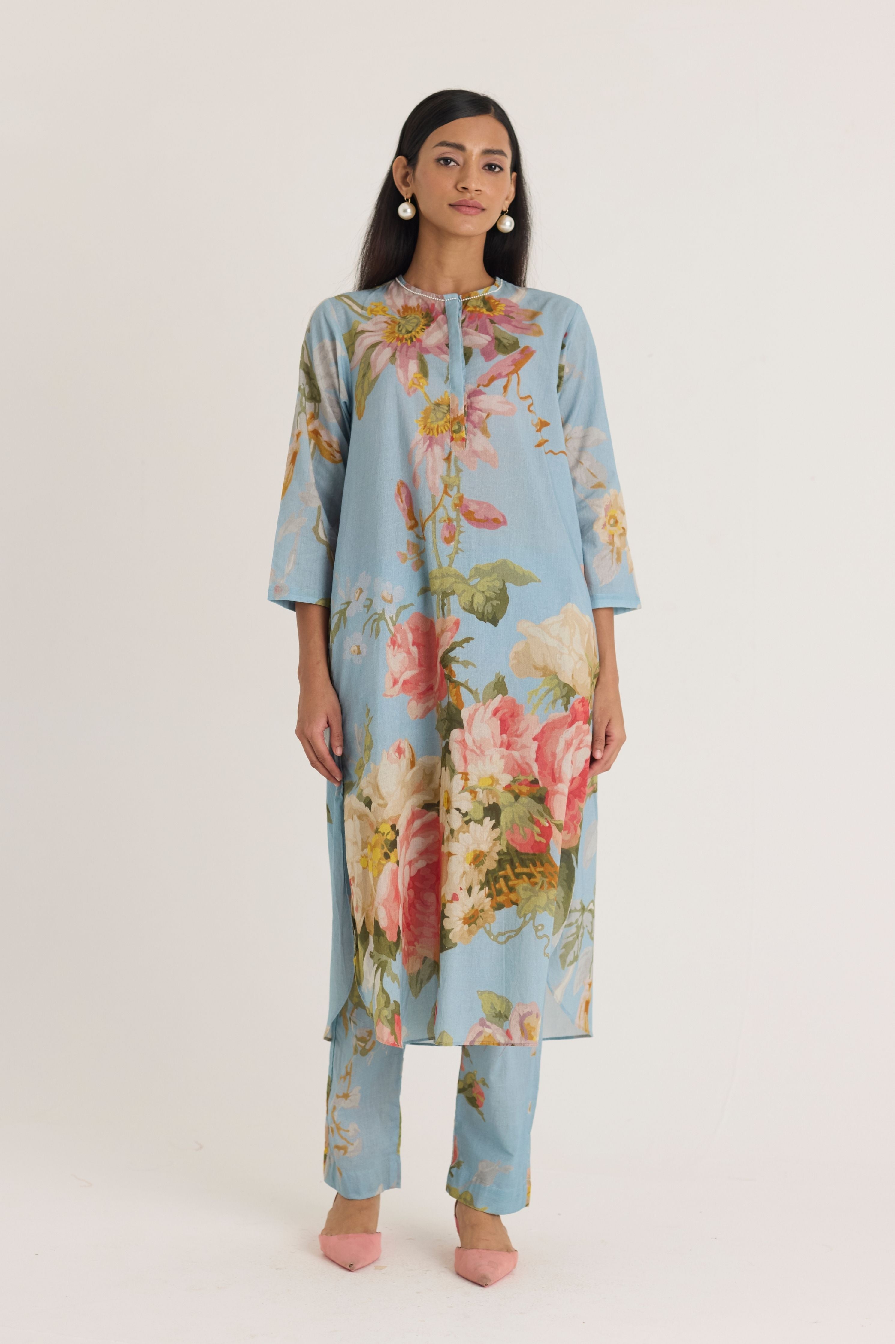Taffy Long Cotton Kurta Set