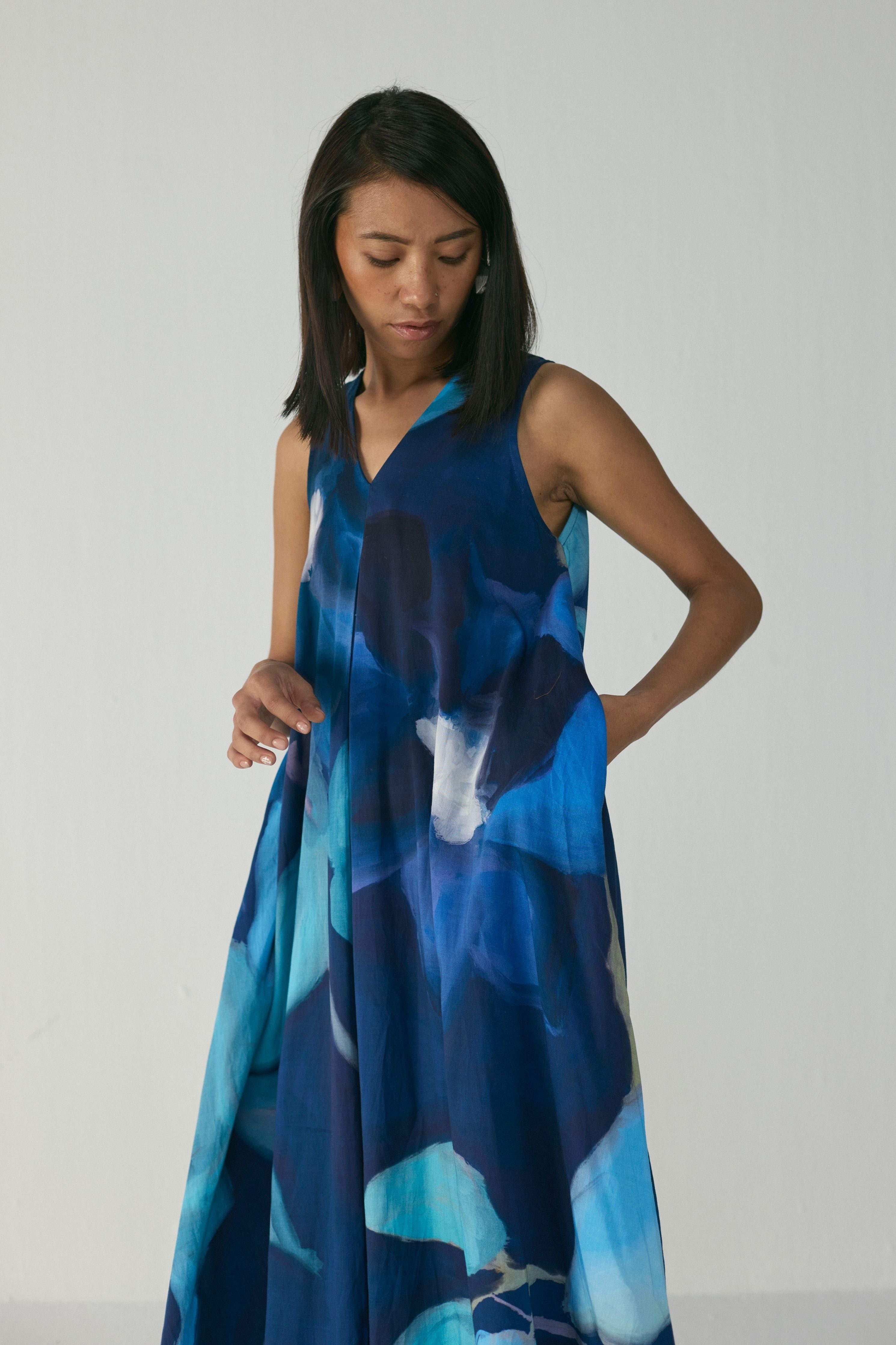 Blue Lagoon V Neck Dress
