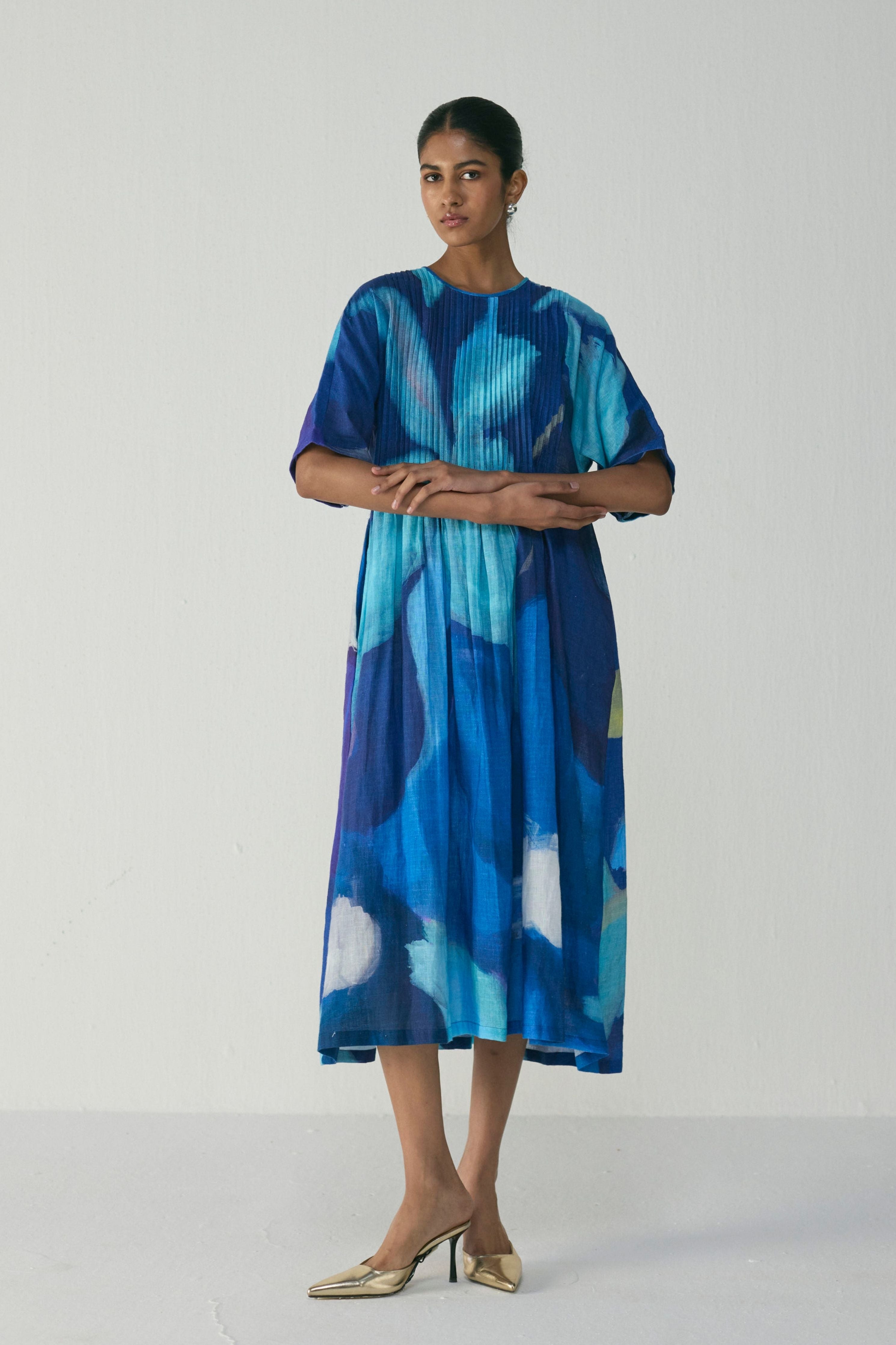 Blue Lagoon Pintucks Dress