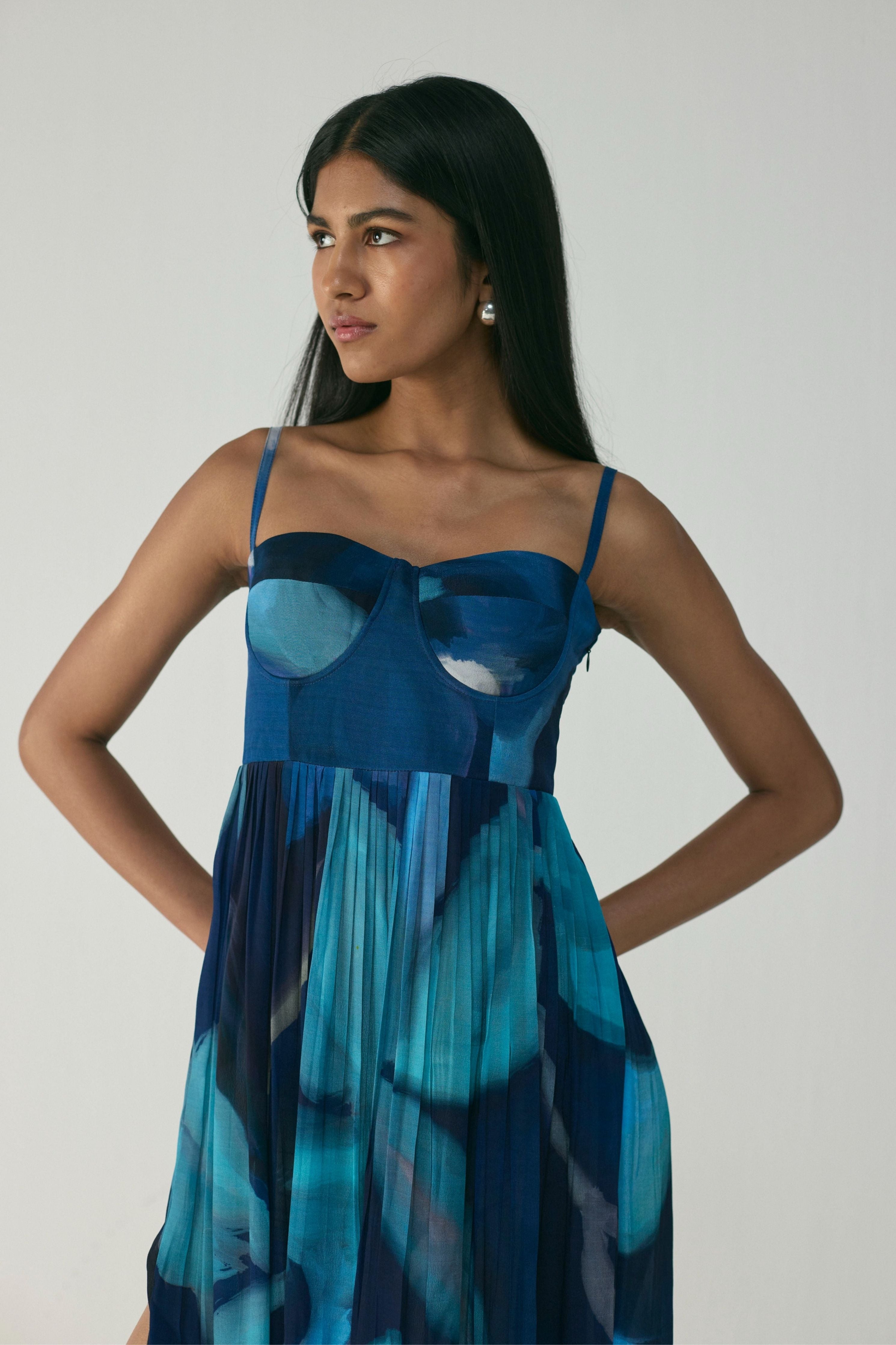 Blue Lagoon Crepe Bralette Dress
