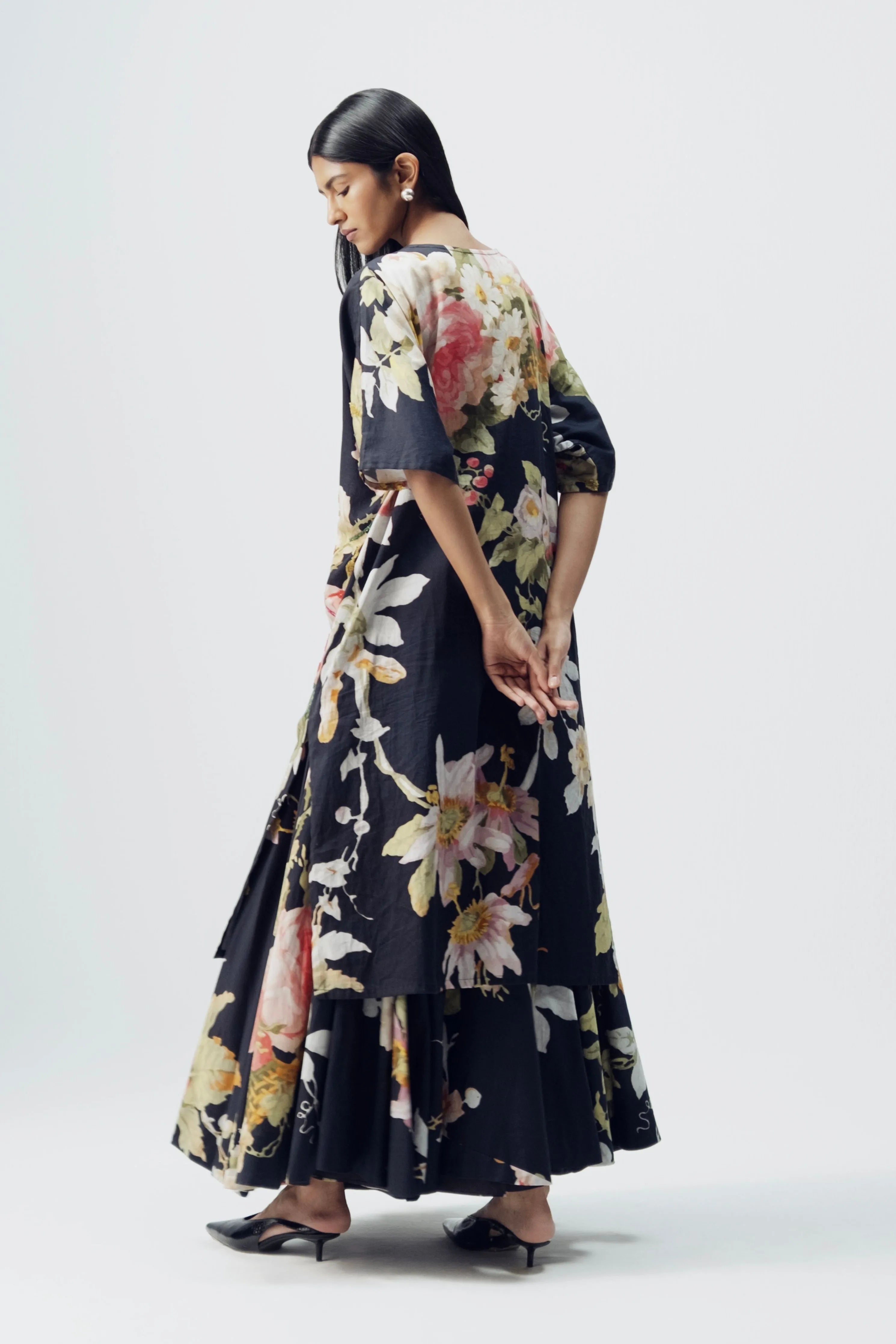 Carmine Embroidered Kurta & Skirt Set