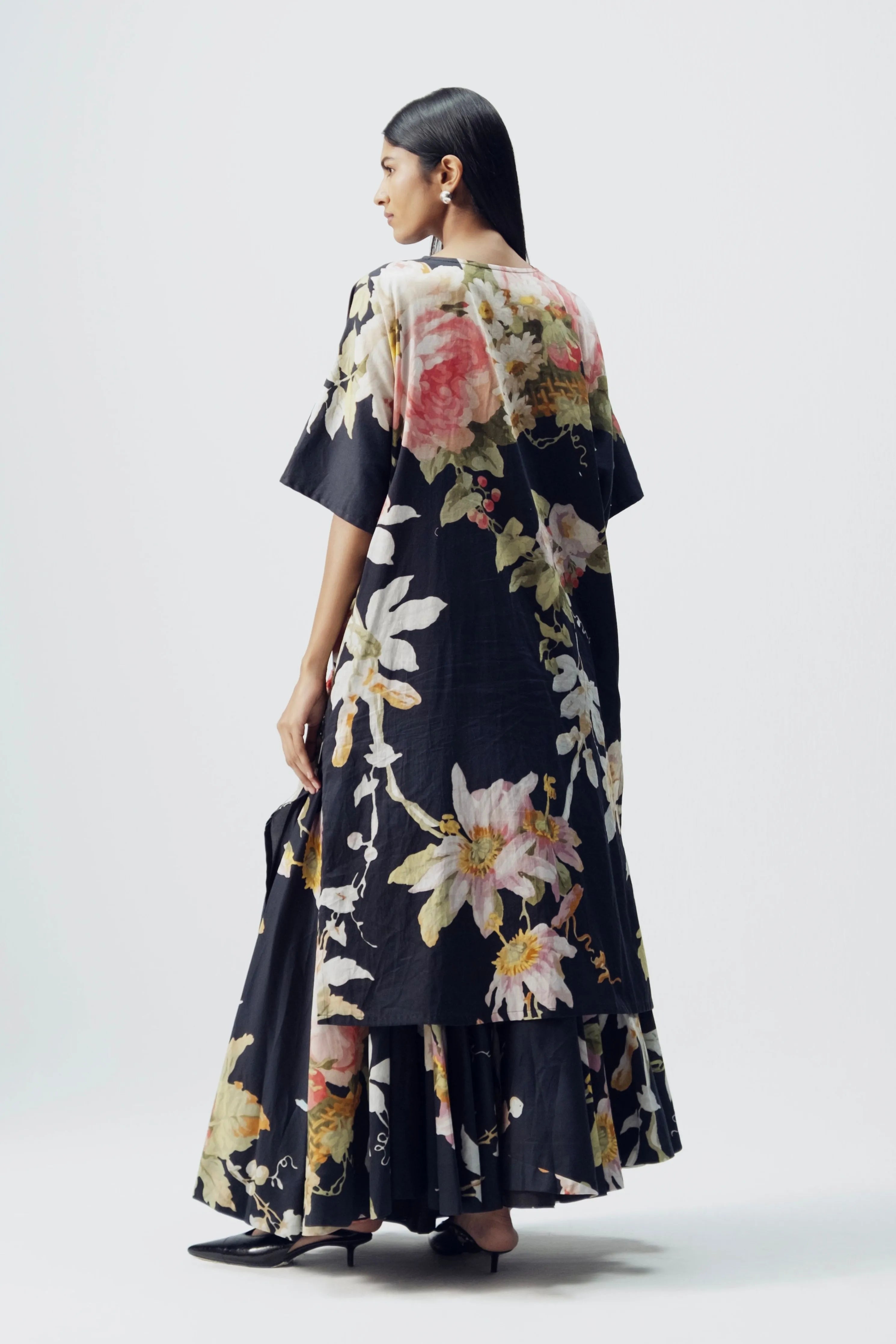 Carmine Embroidered Kurta & Skirt Set