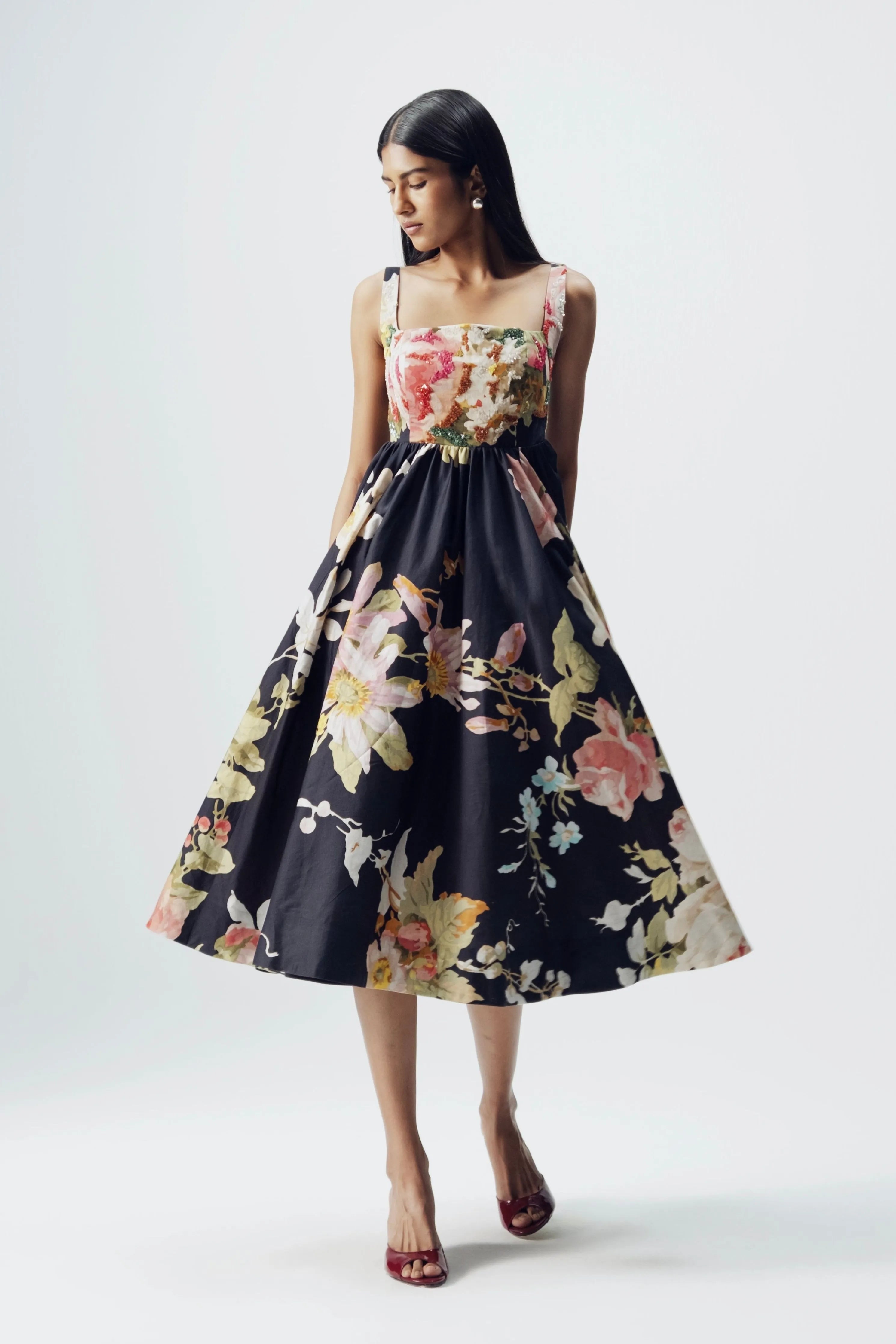 Carmine Embroidered Dress
