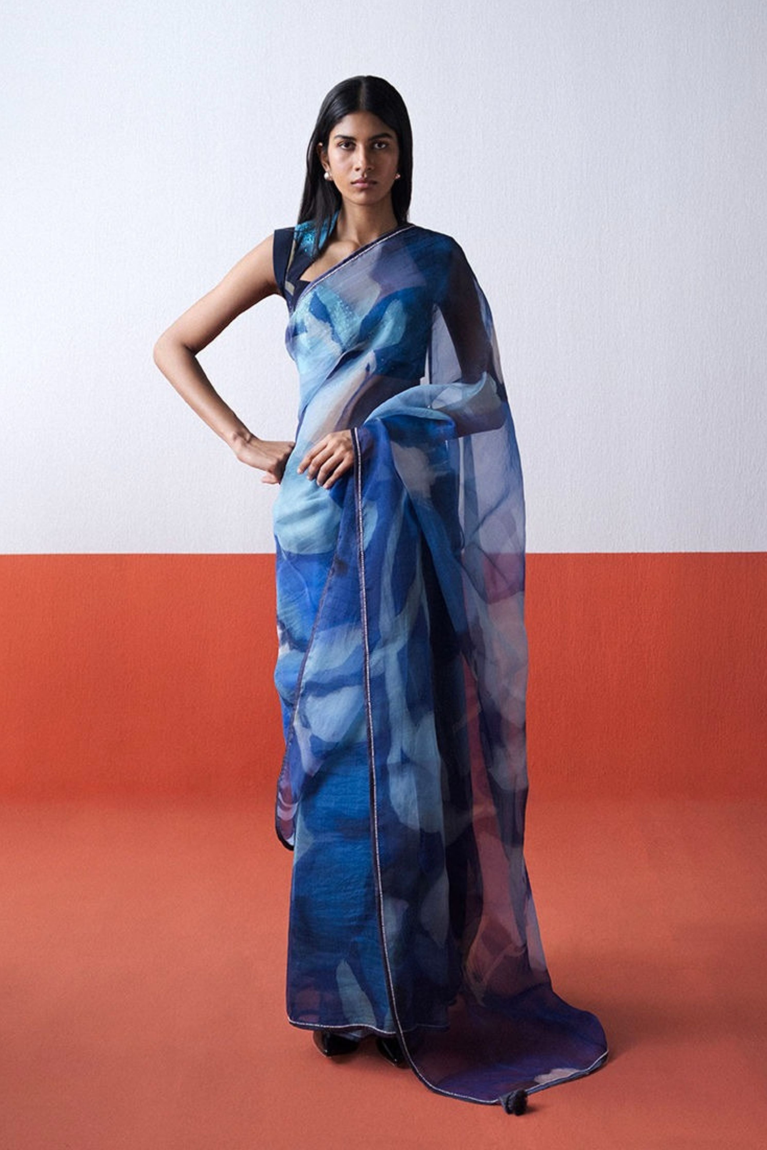 Blue Lagoon Organza Saree