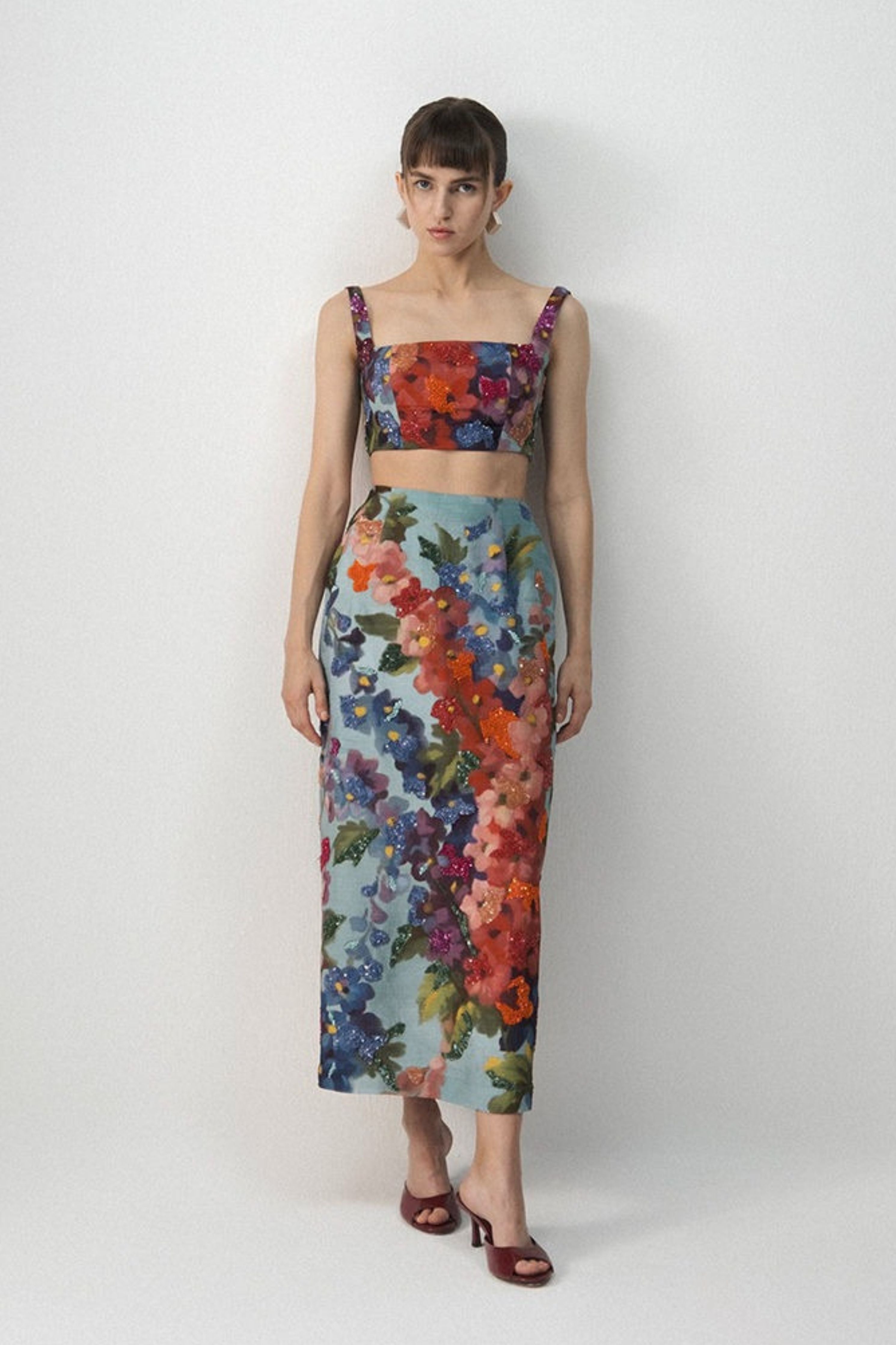 Darlington Embroidered Blouse And Skirt