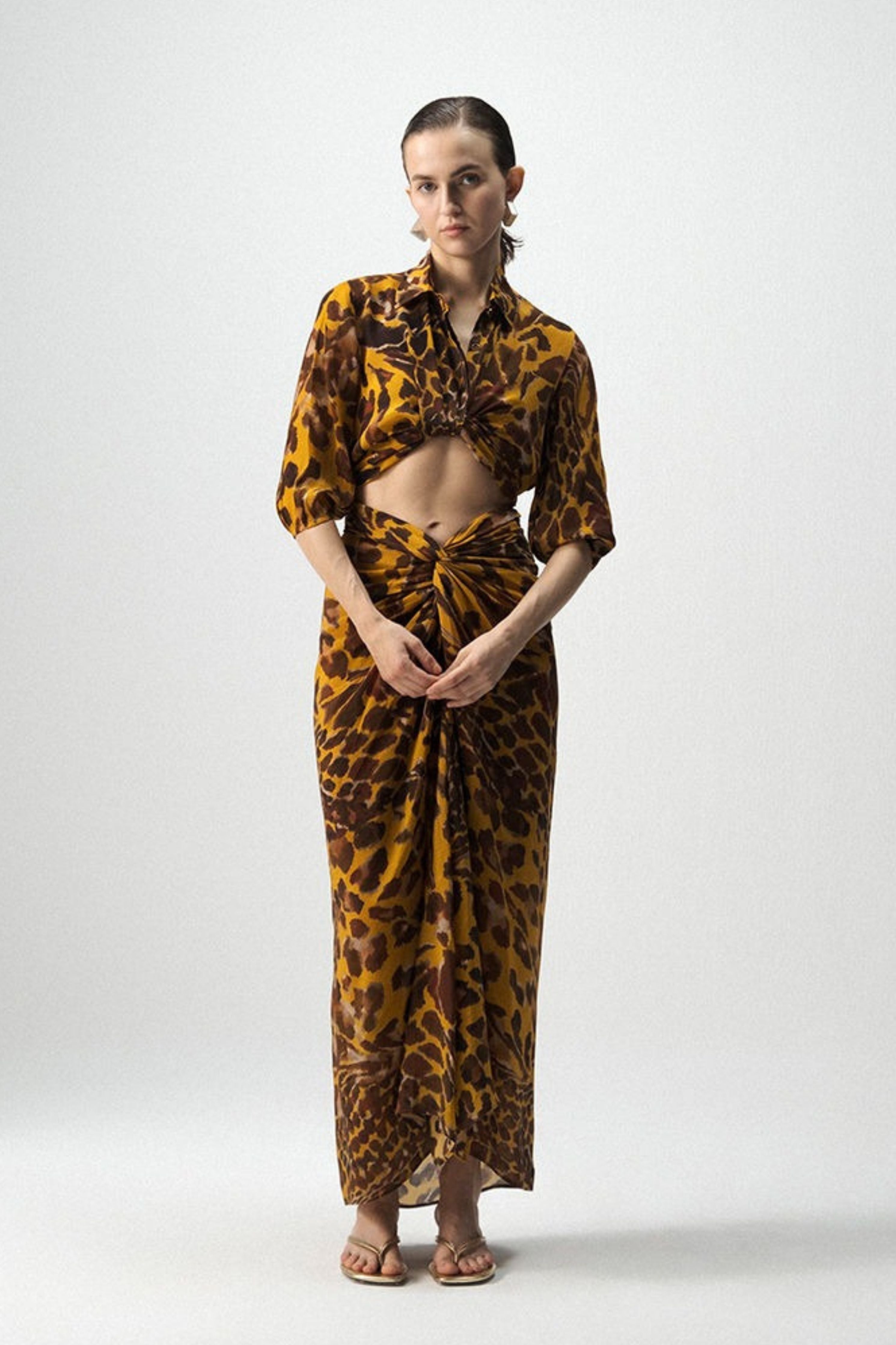 Chitara Tie Up Top And Knotted Skirt Set