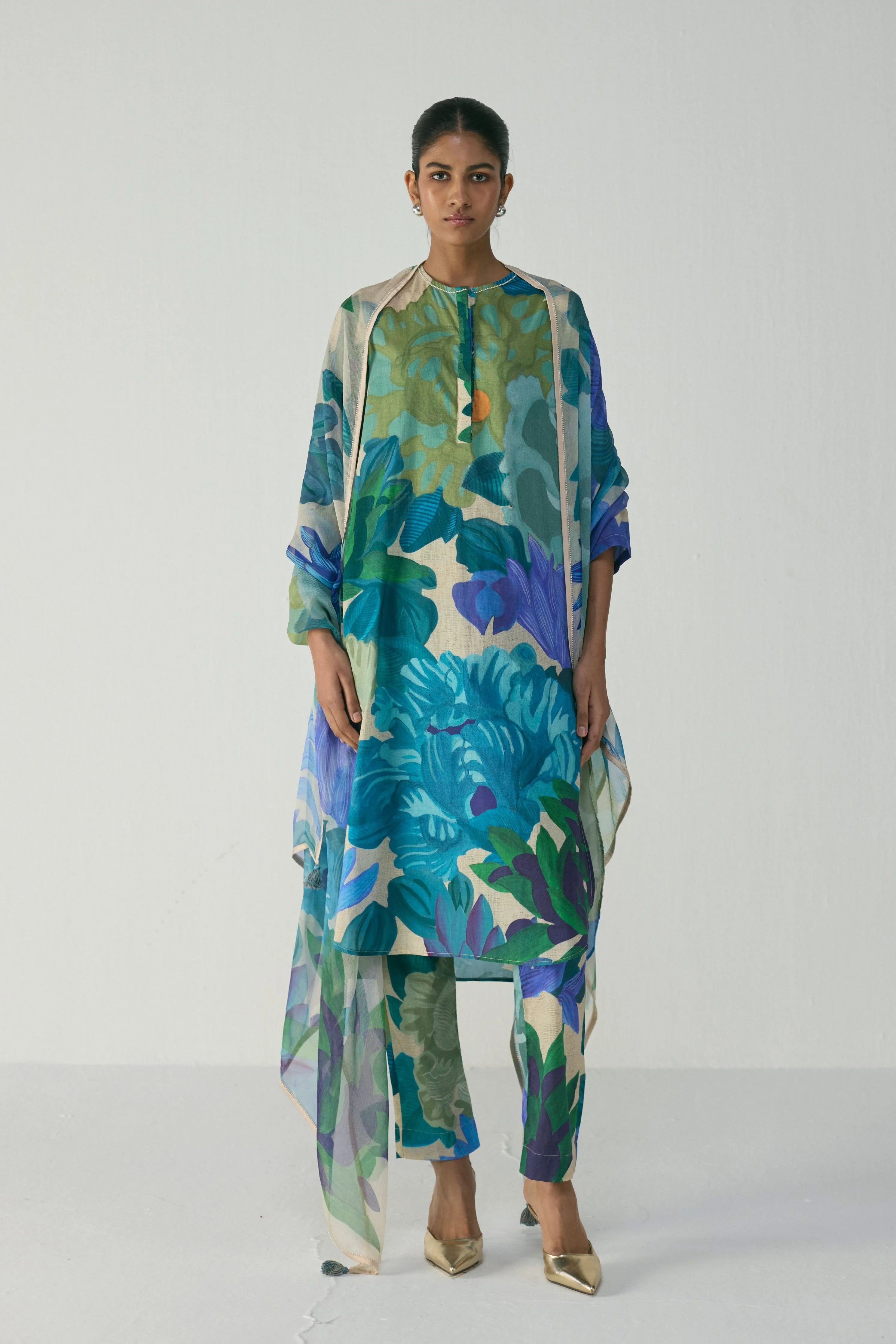 Garden Party Long Cotton Kurta Set