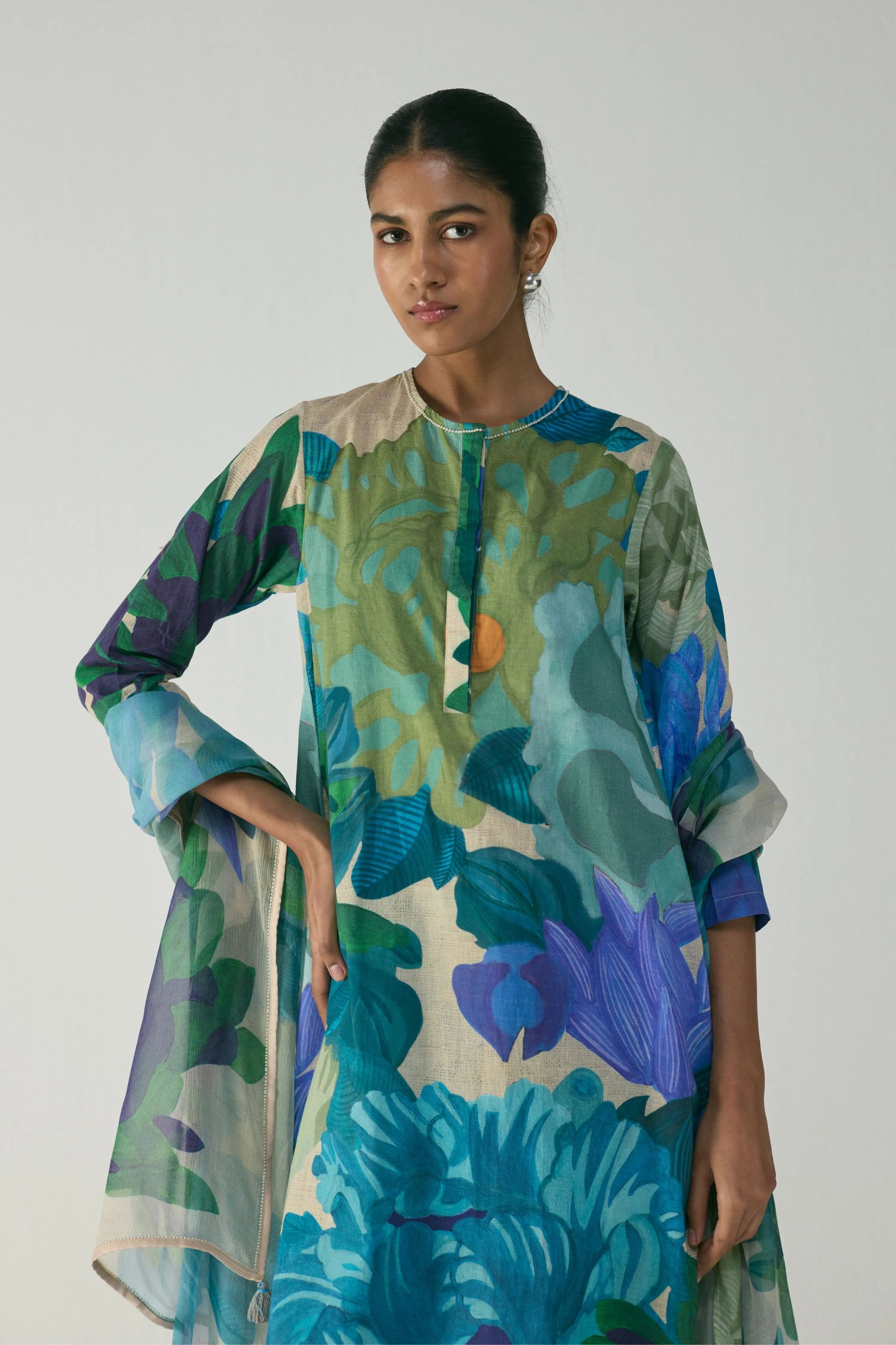 Garden Party Long Cotton Kurta Set