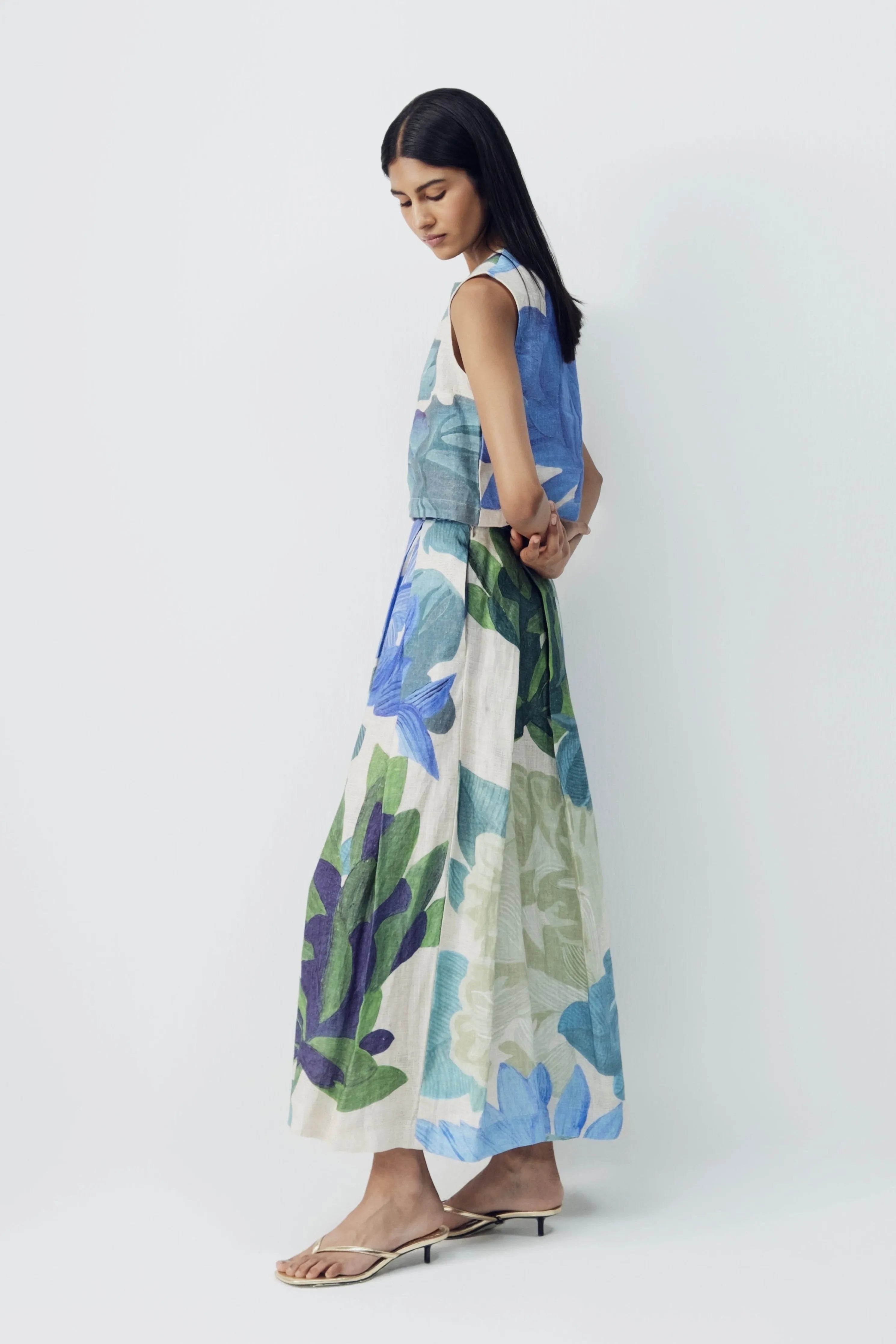 Garden Party Linen Top & Skirt Set