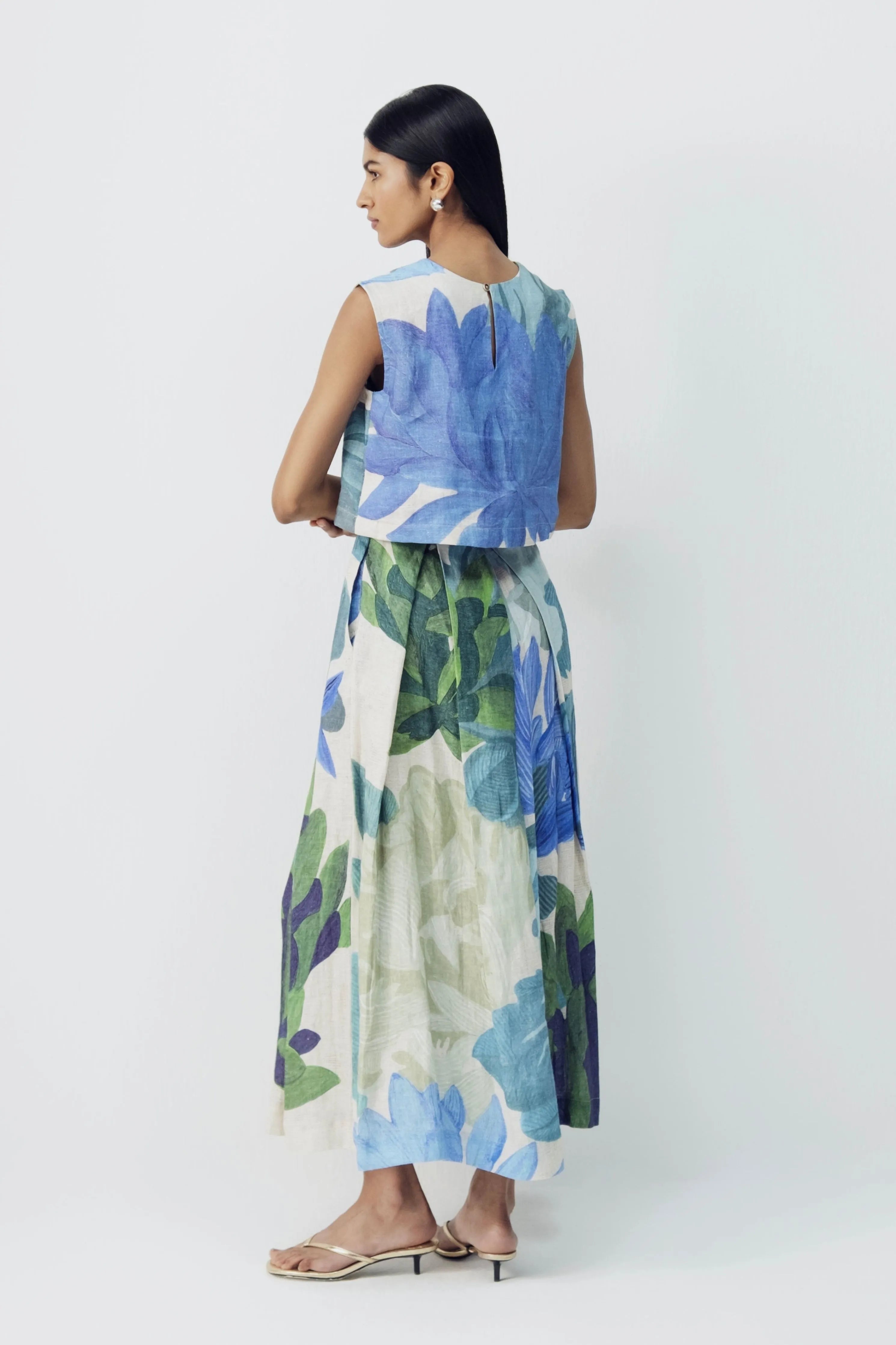 Garden Party Linen Top & Skirt Set