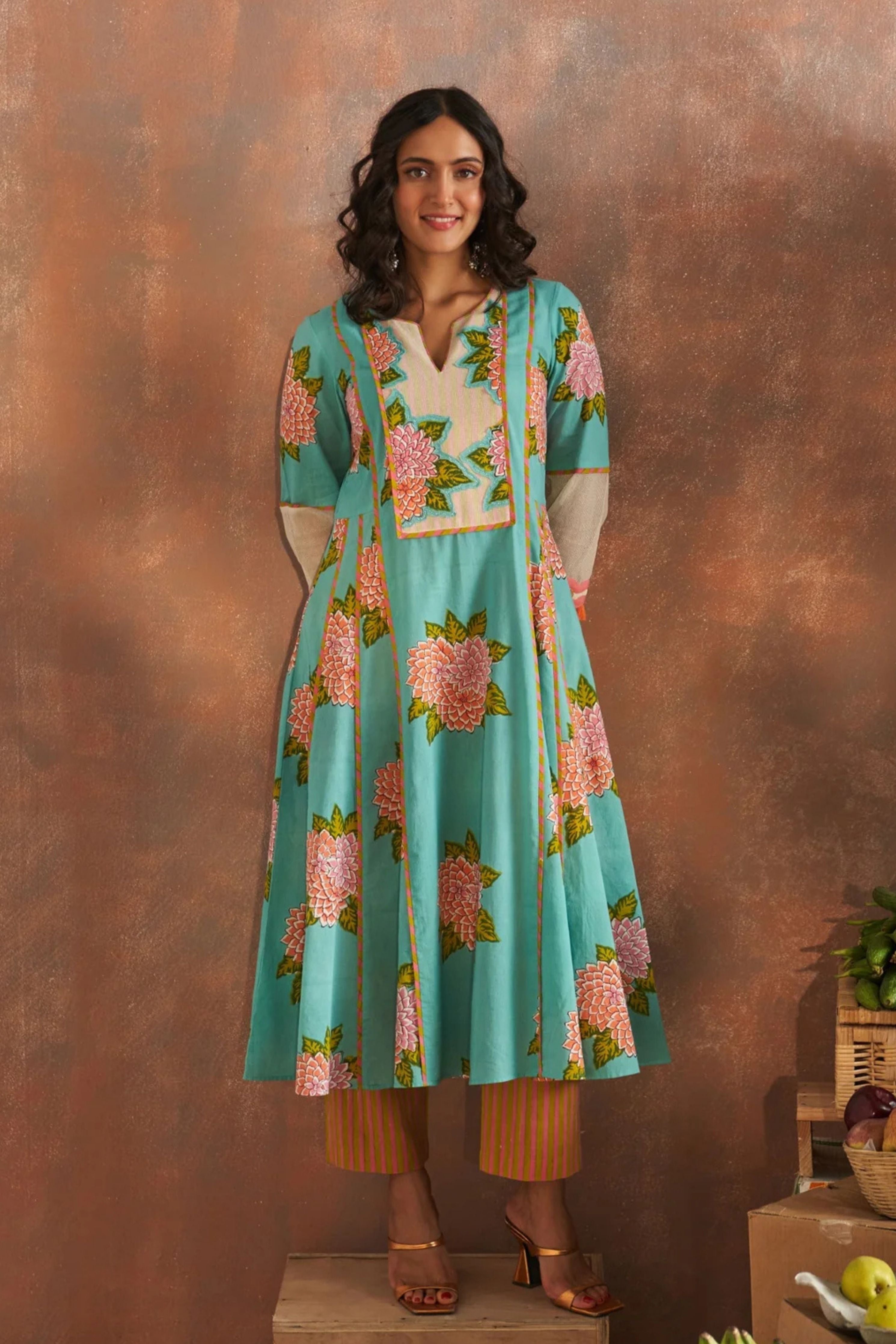 Yamini Aqua Blue Kalidaar Kurta Set