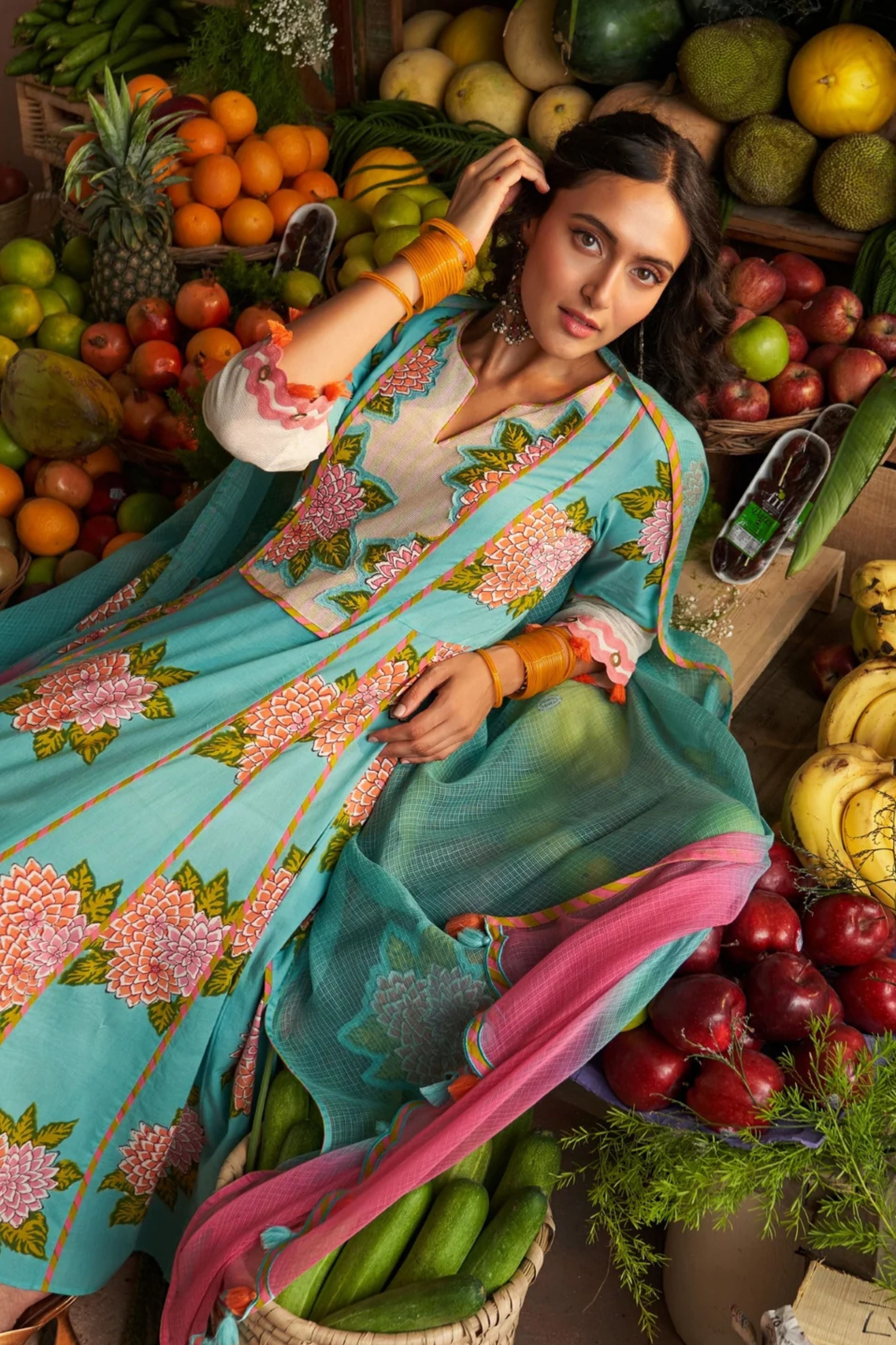 Yamini Aqua Blue Kalidaar Kurta Set