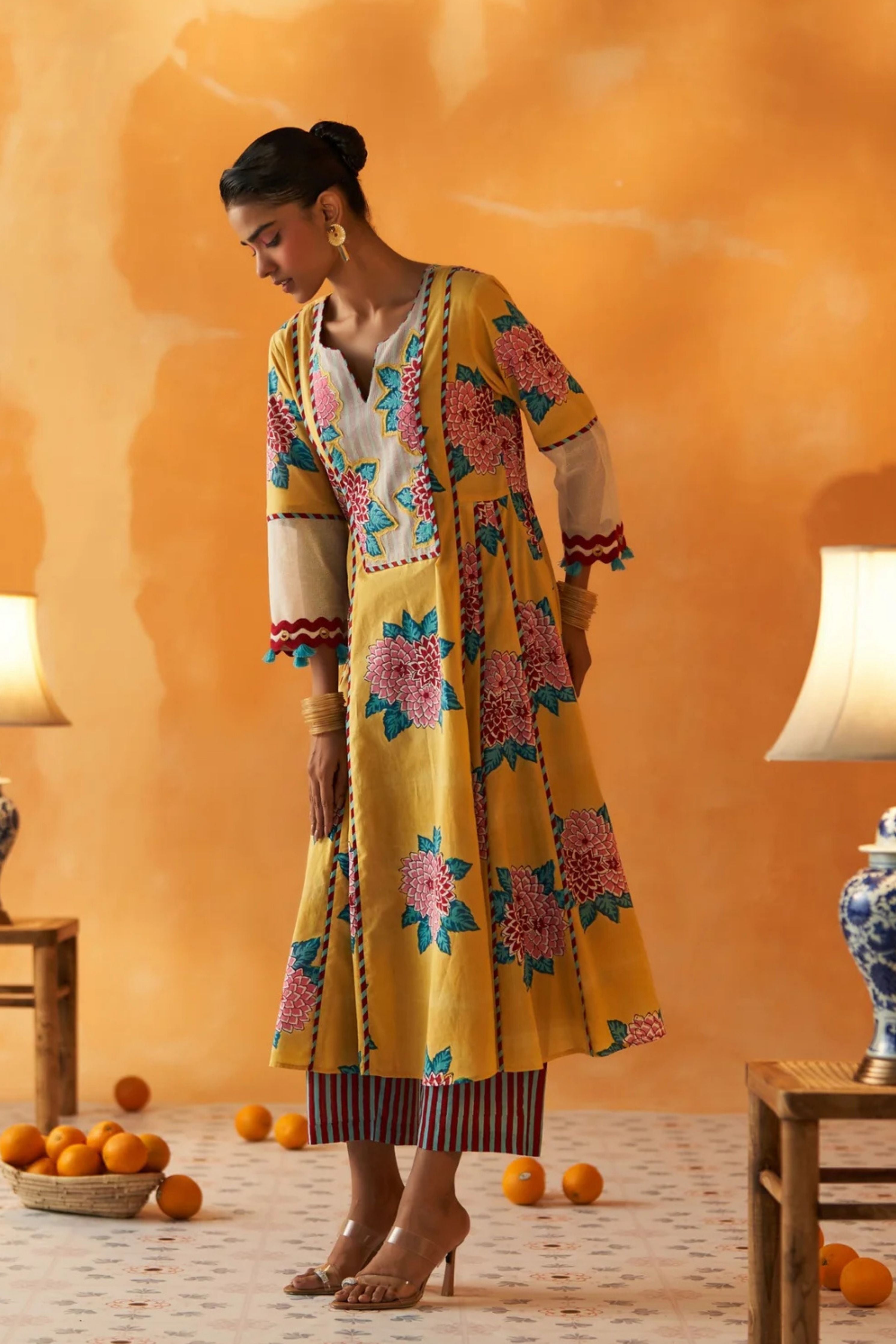 Yamini Pastel Yellow Kalidaar Kurta Set