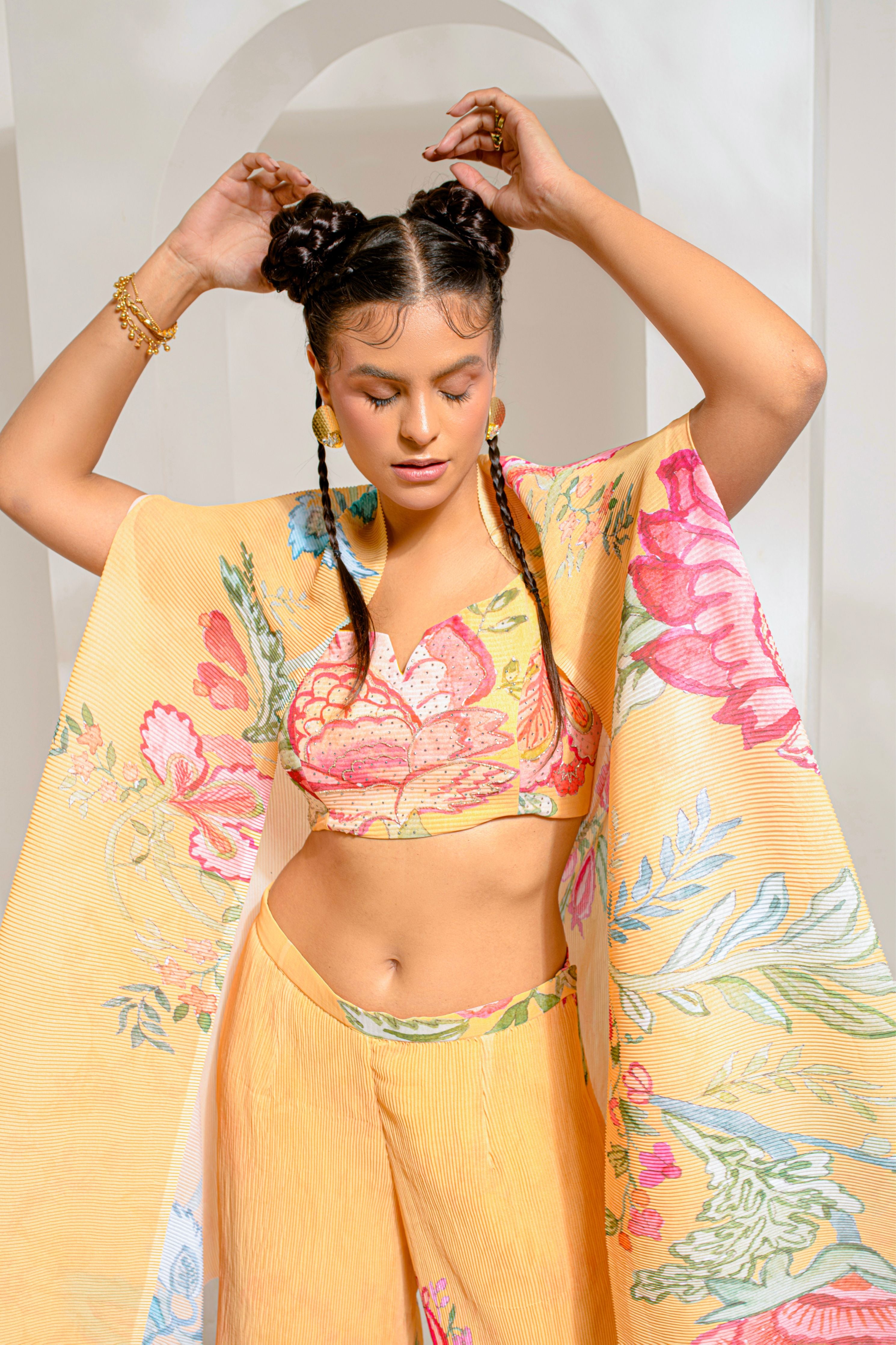 Yellow Hand Paint Jacket Set