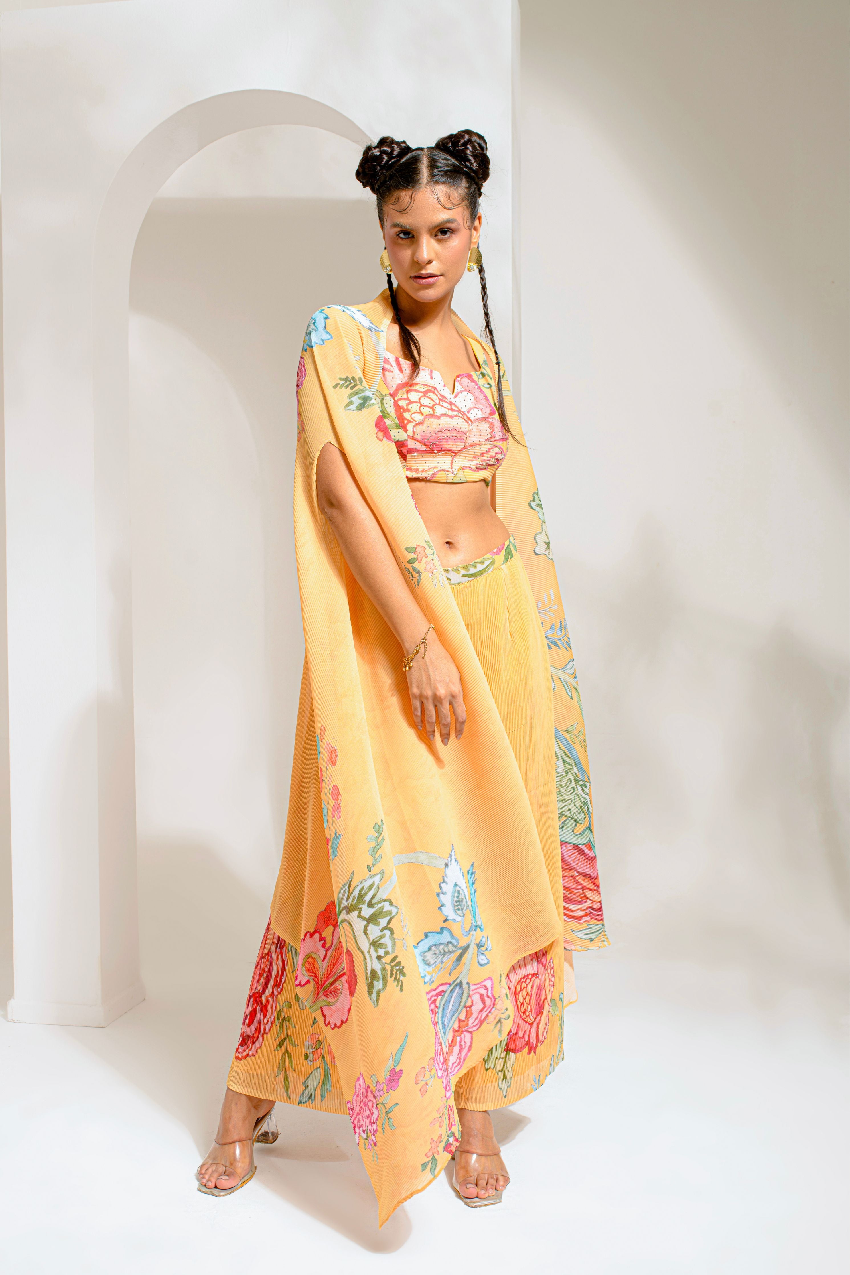 Yellow Hand Paint Jacket Set