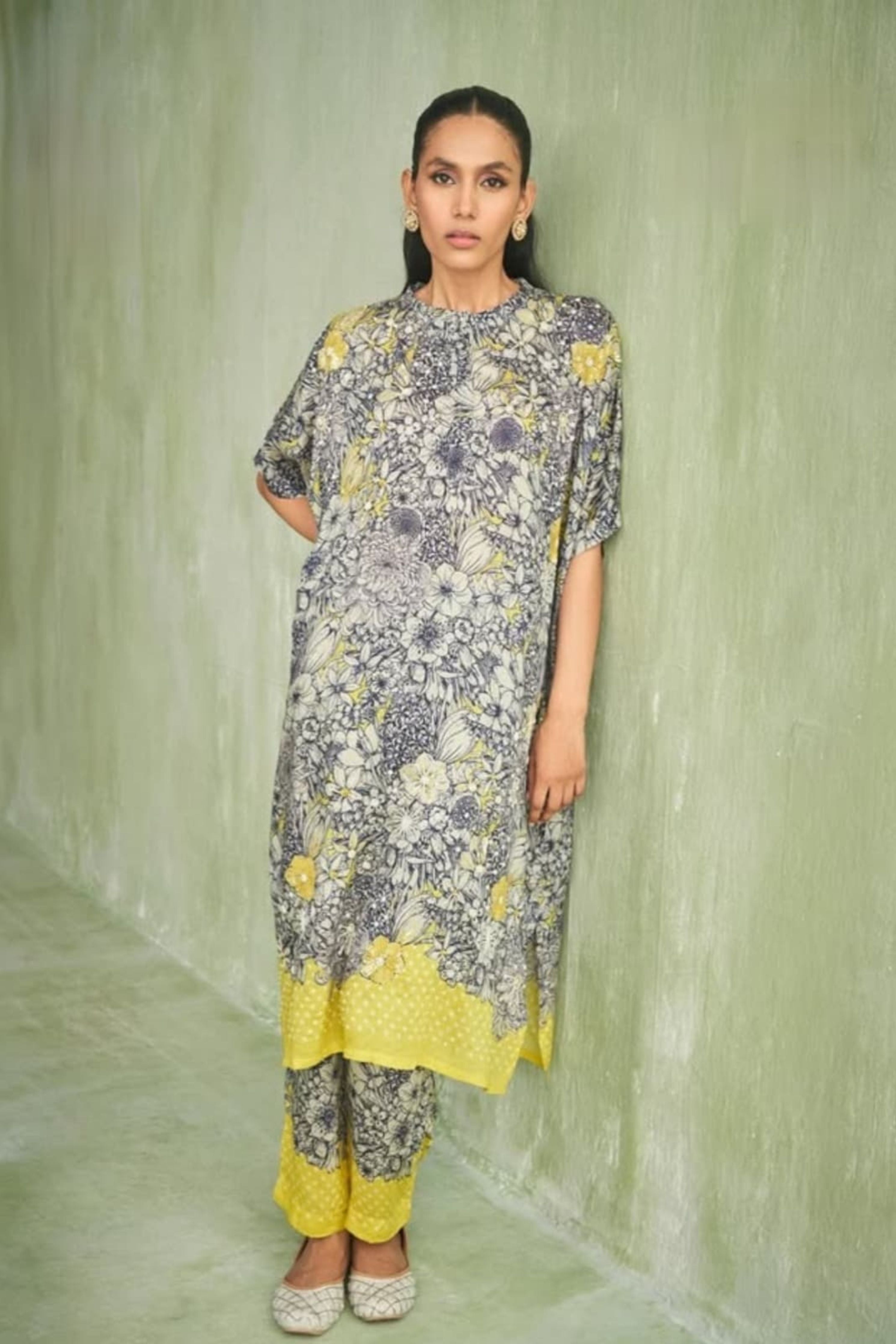 Yellow Printed kurta Set