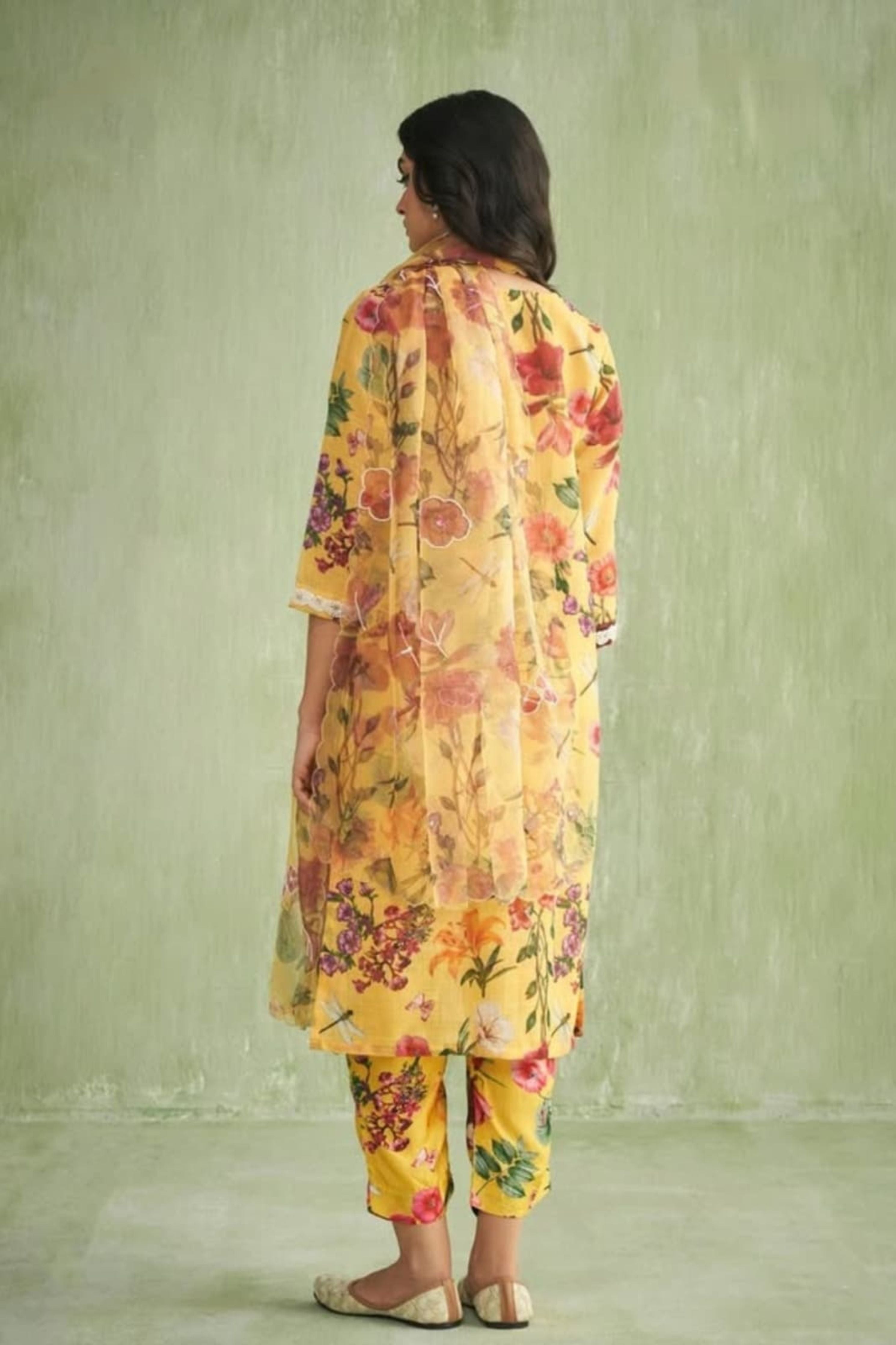 Yellow Printed kurta Set