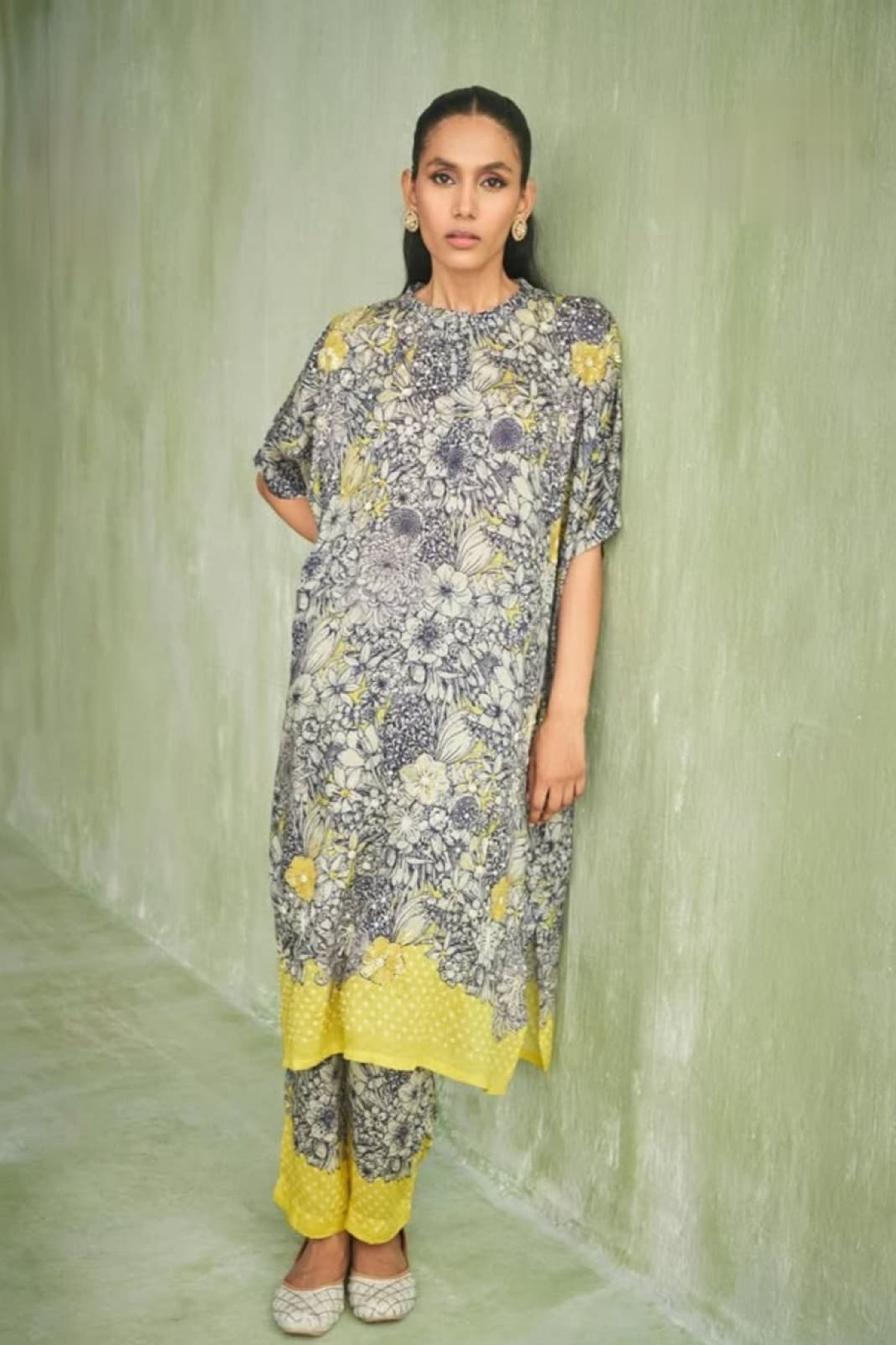 Yellow Printed kurta Set