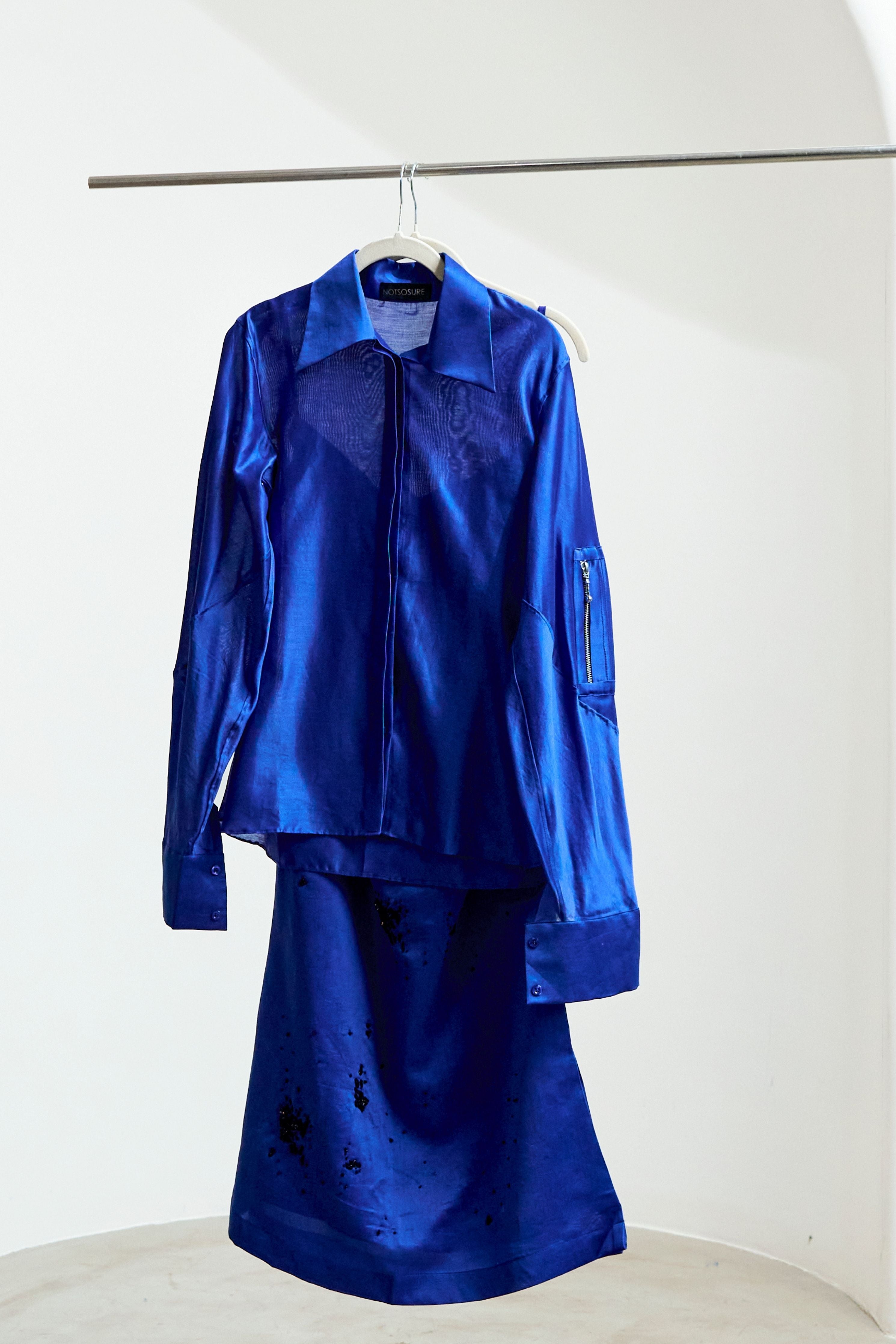 Blue Zipper Shirt Coord