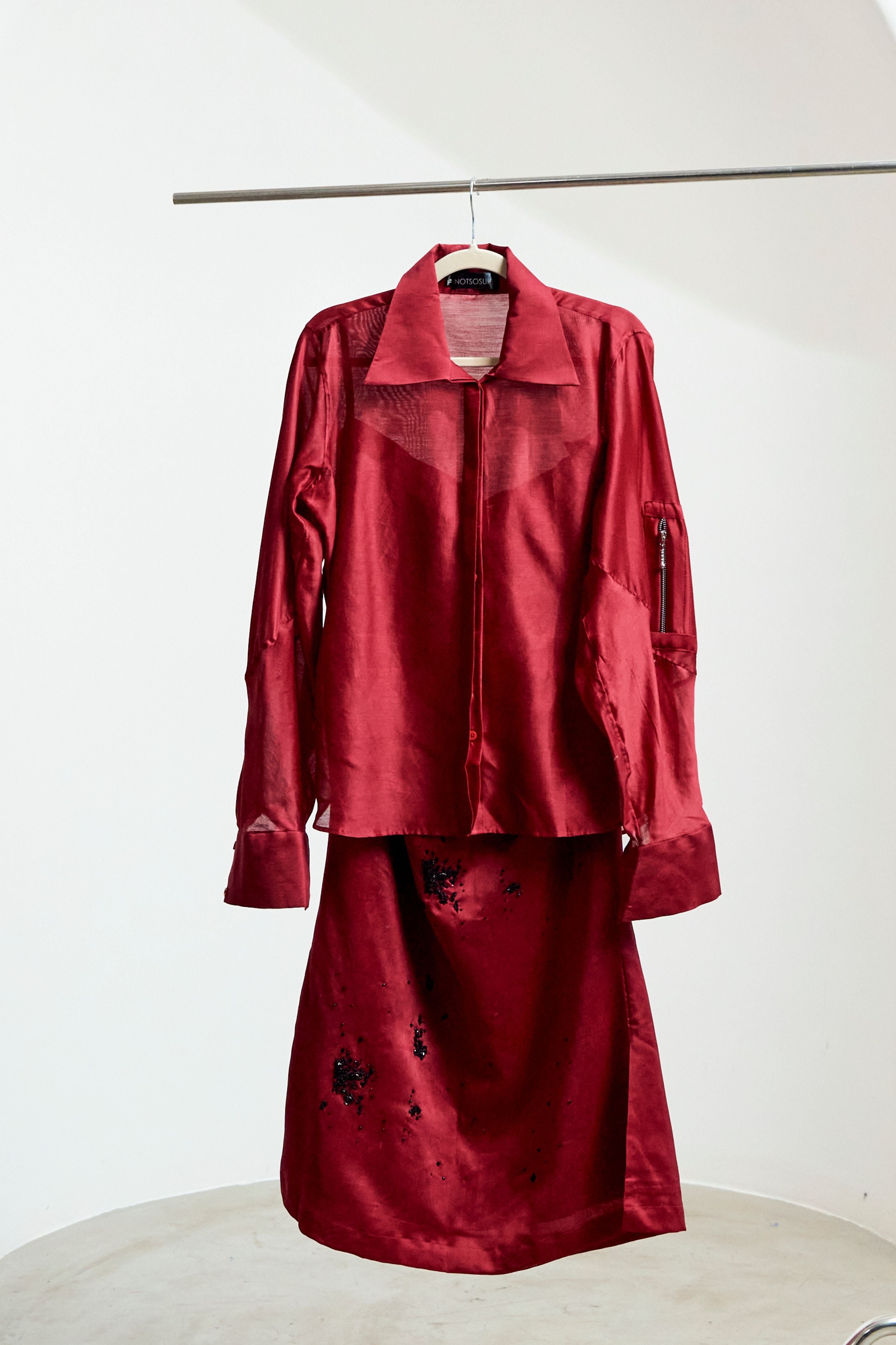 Red Zipper Shirt Coord