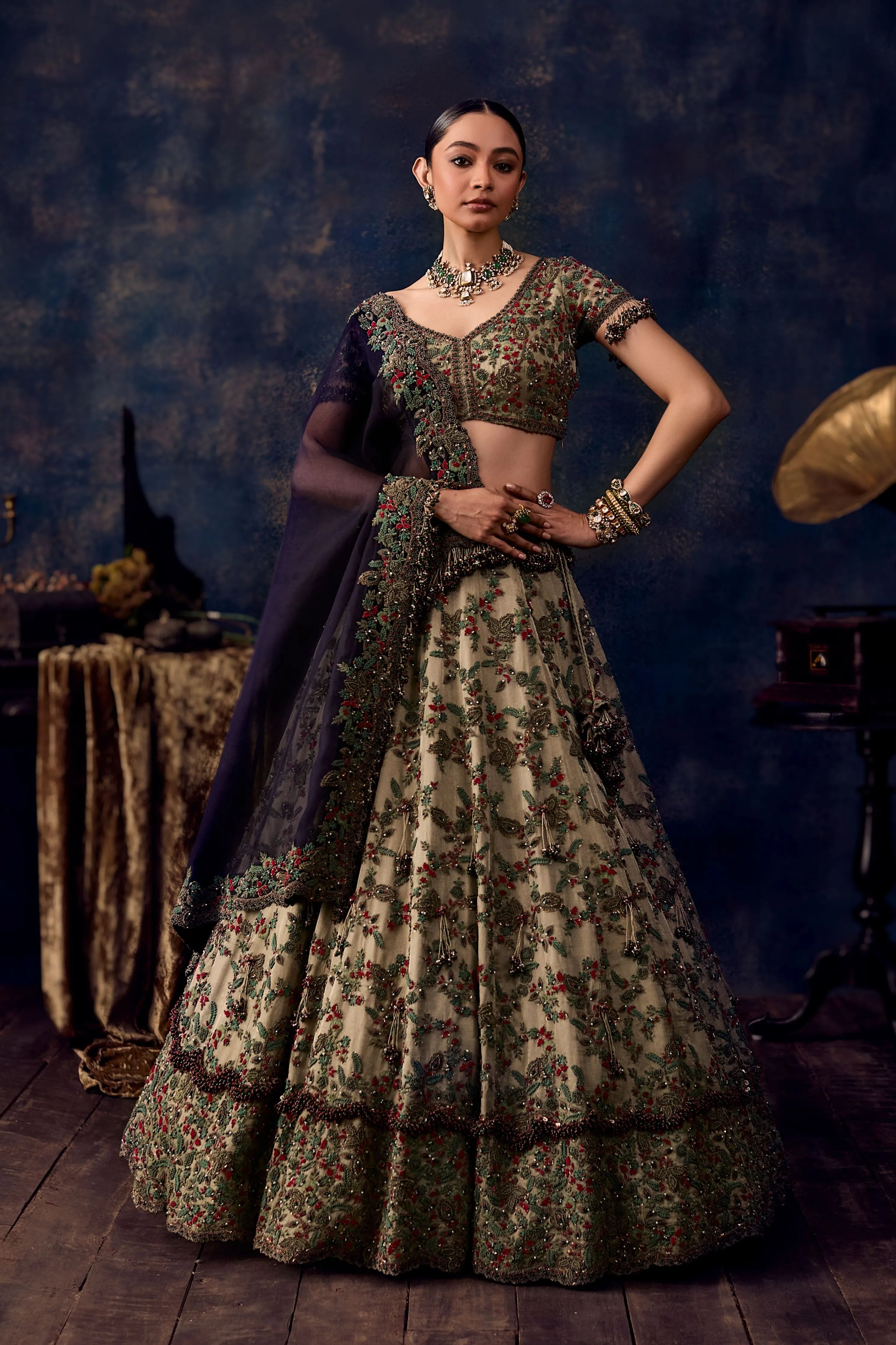 Av Dori Thread Tissue Lehenga Set