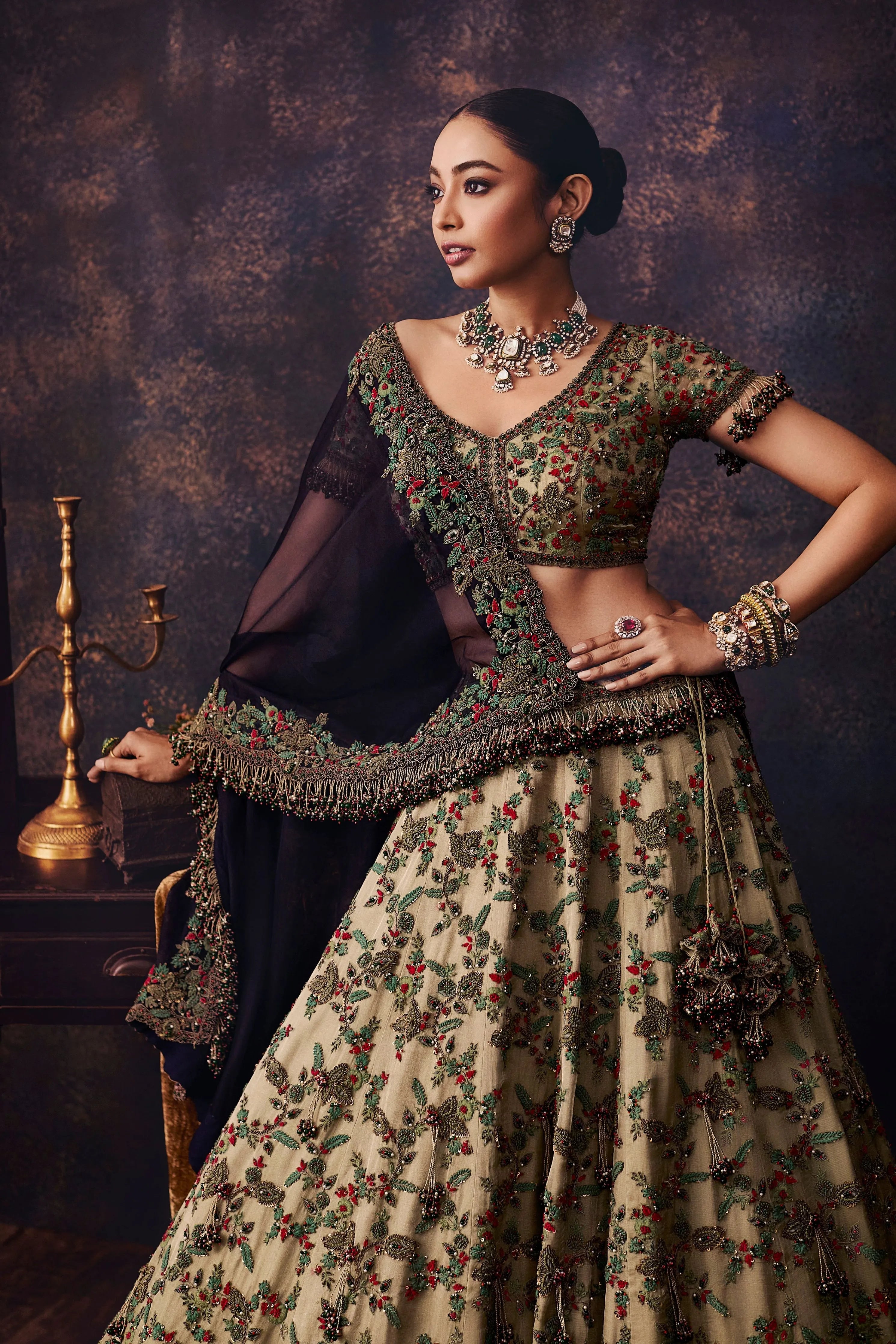 Av Dori Thread Tissue Lehenga Set