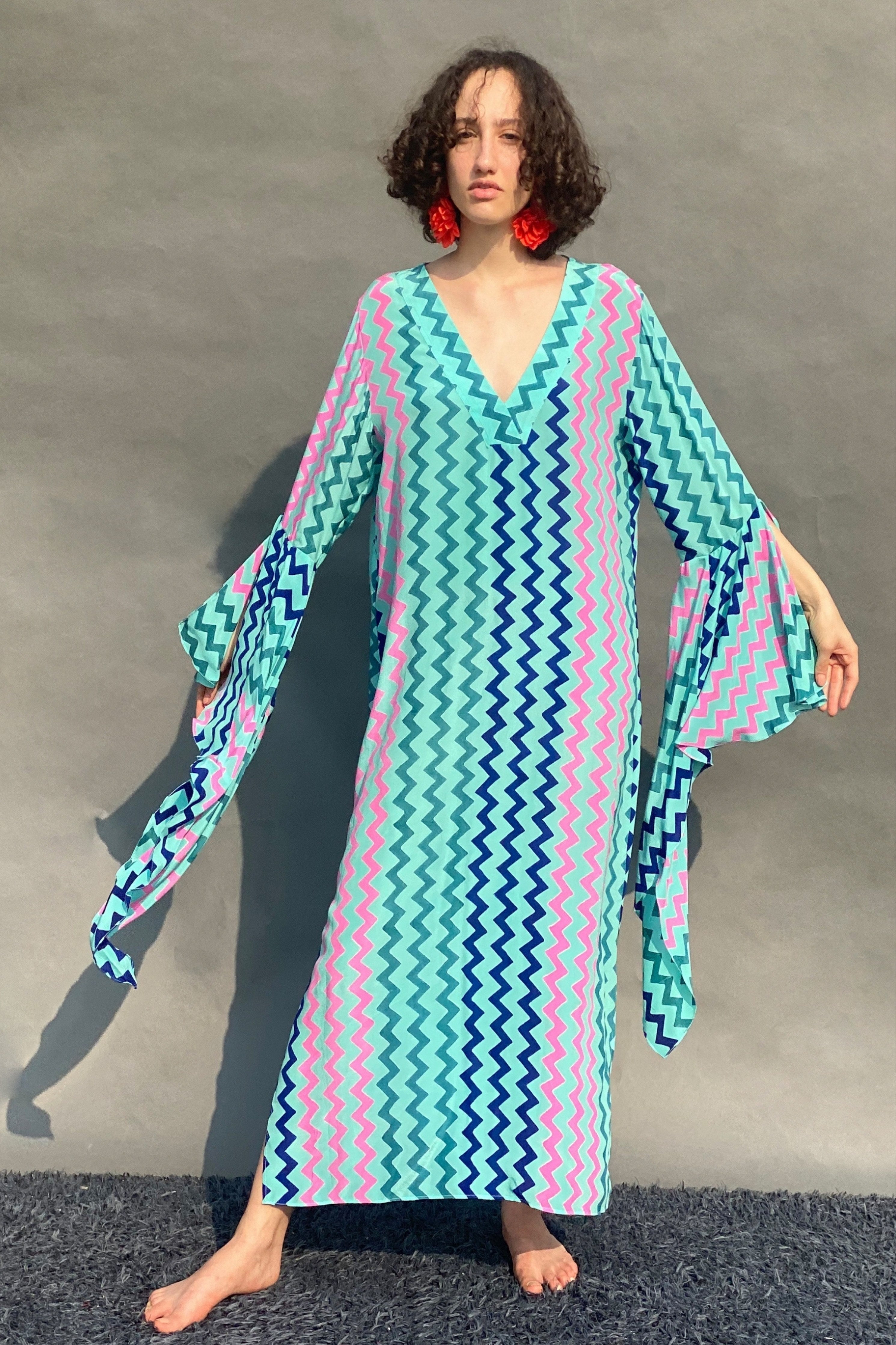 Zig Zag Printed Maxi Dress