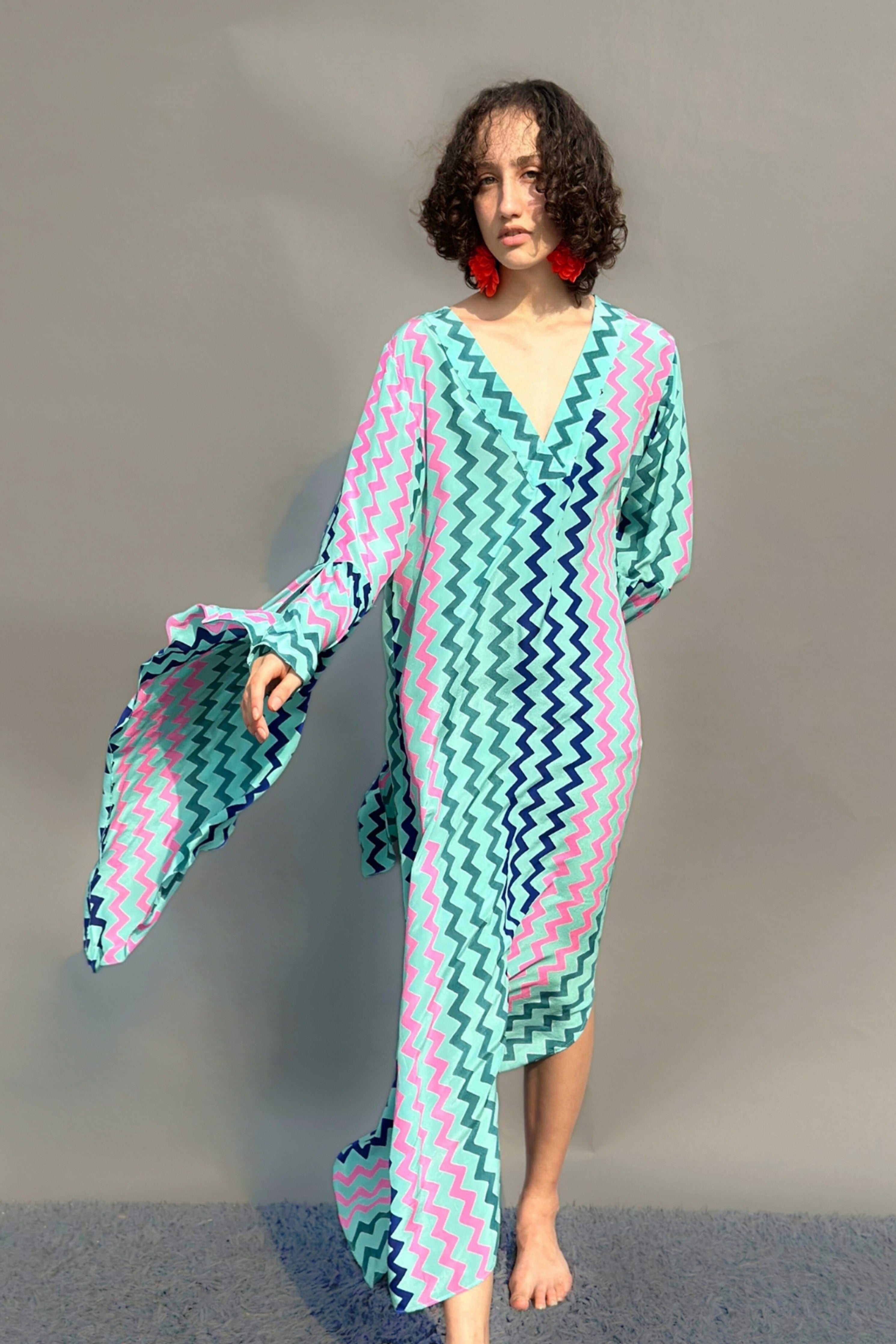 Zig Zag Printed Maxi Dress
