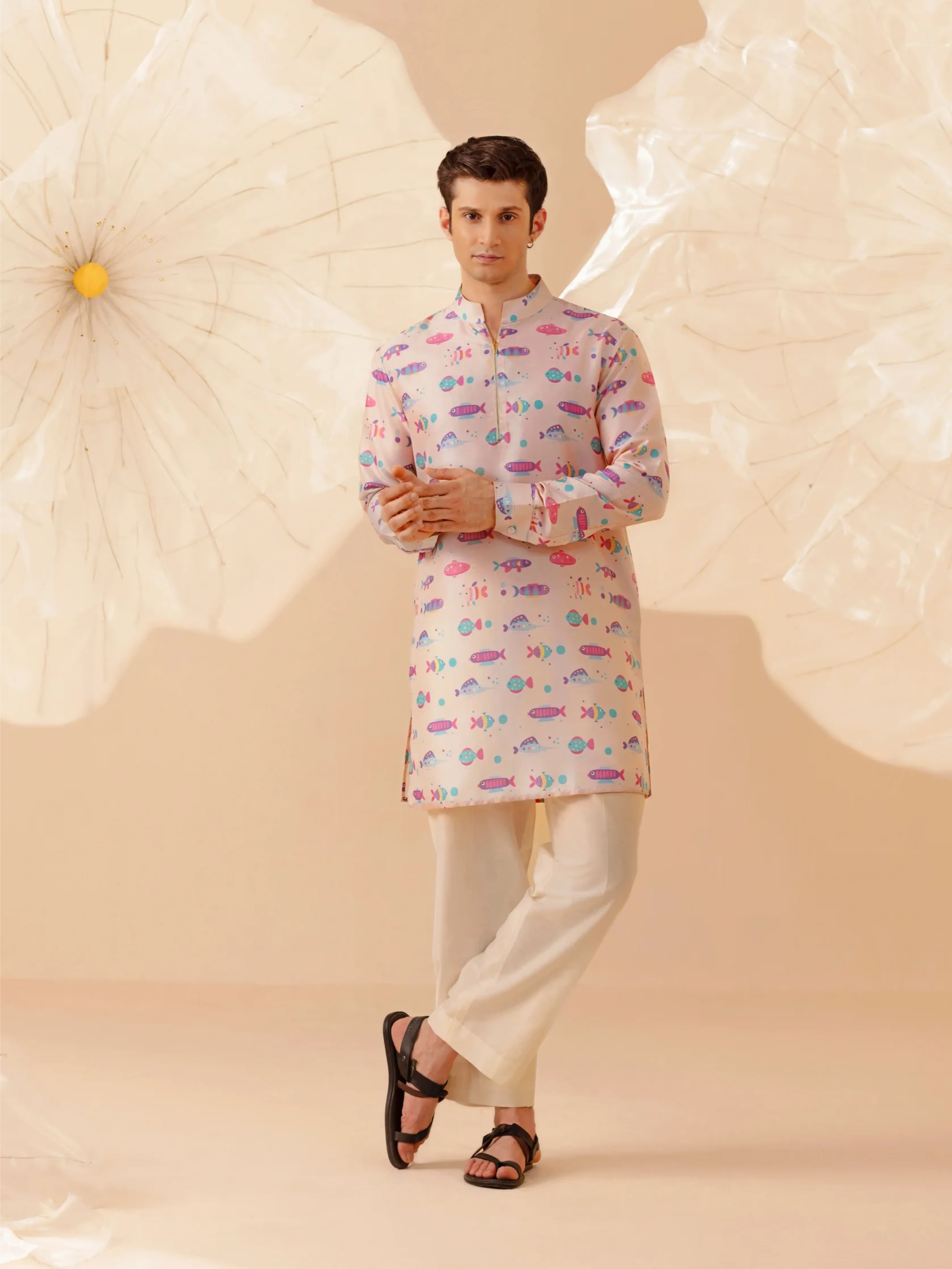 Ocean Bloom Silk Kurta