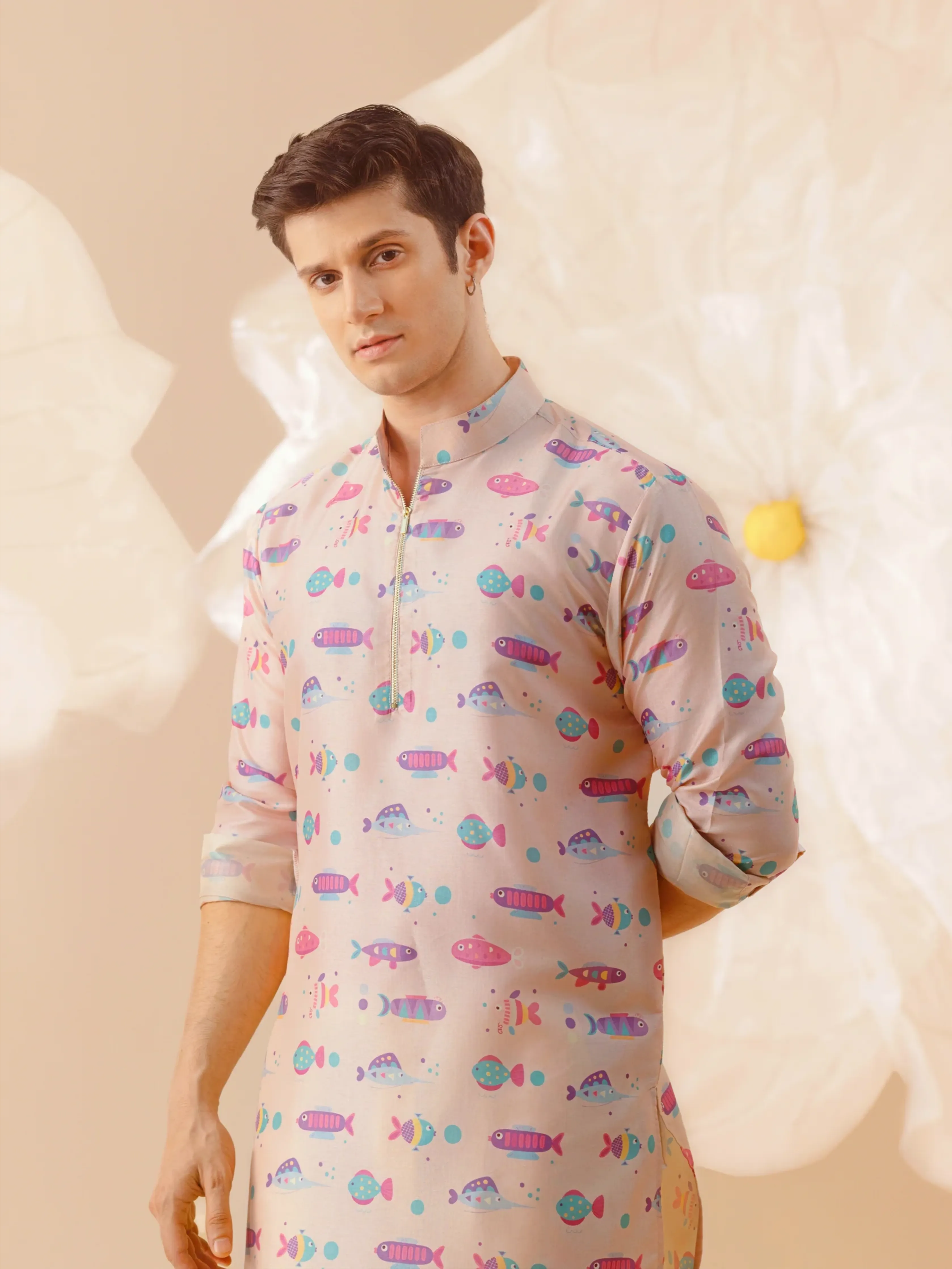 Ocean Bloom Silk Kurta