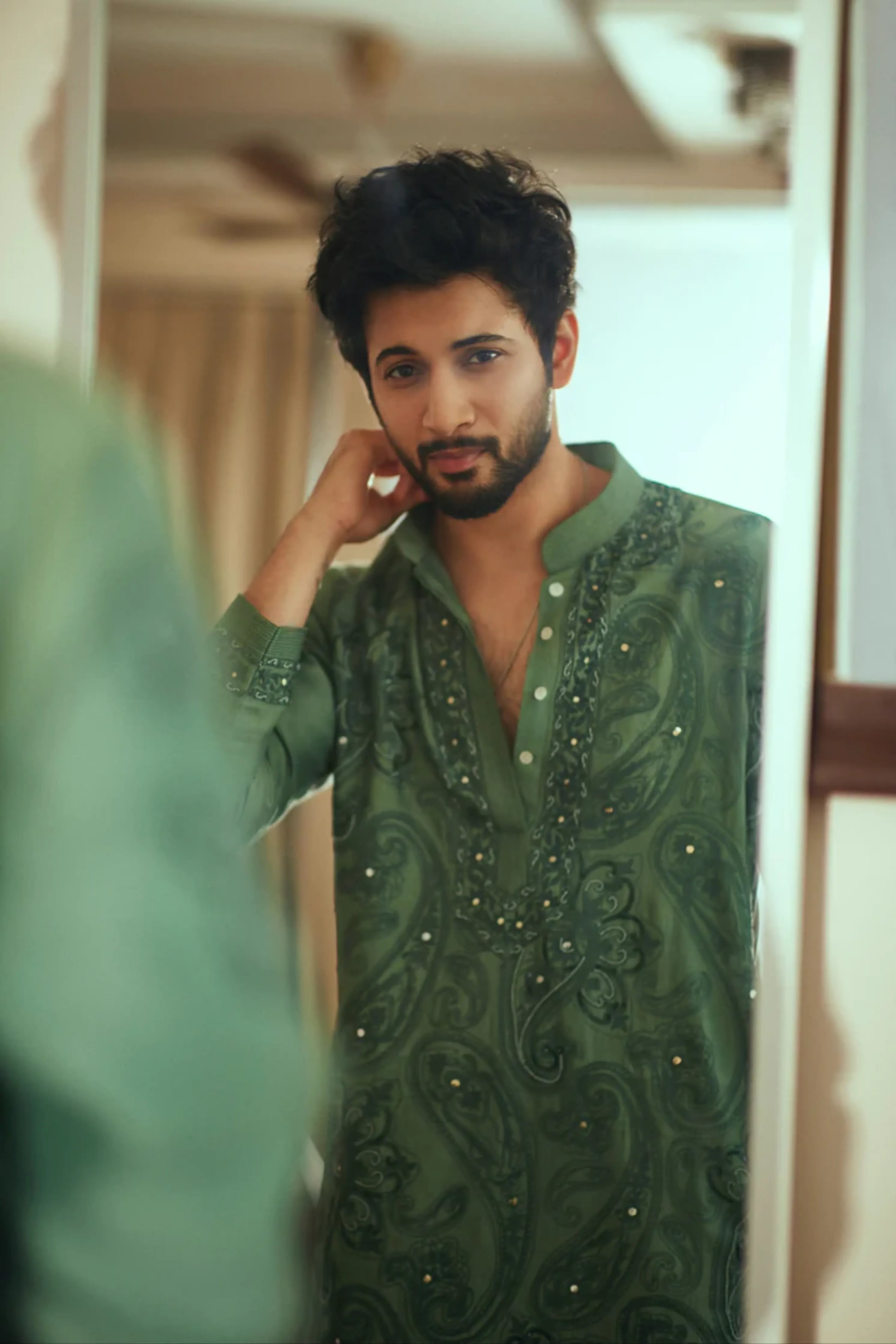 Rohit Saraf In Moss Green Power Paisley Kurta Set