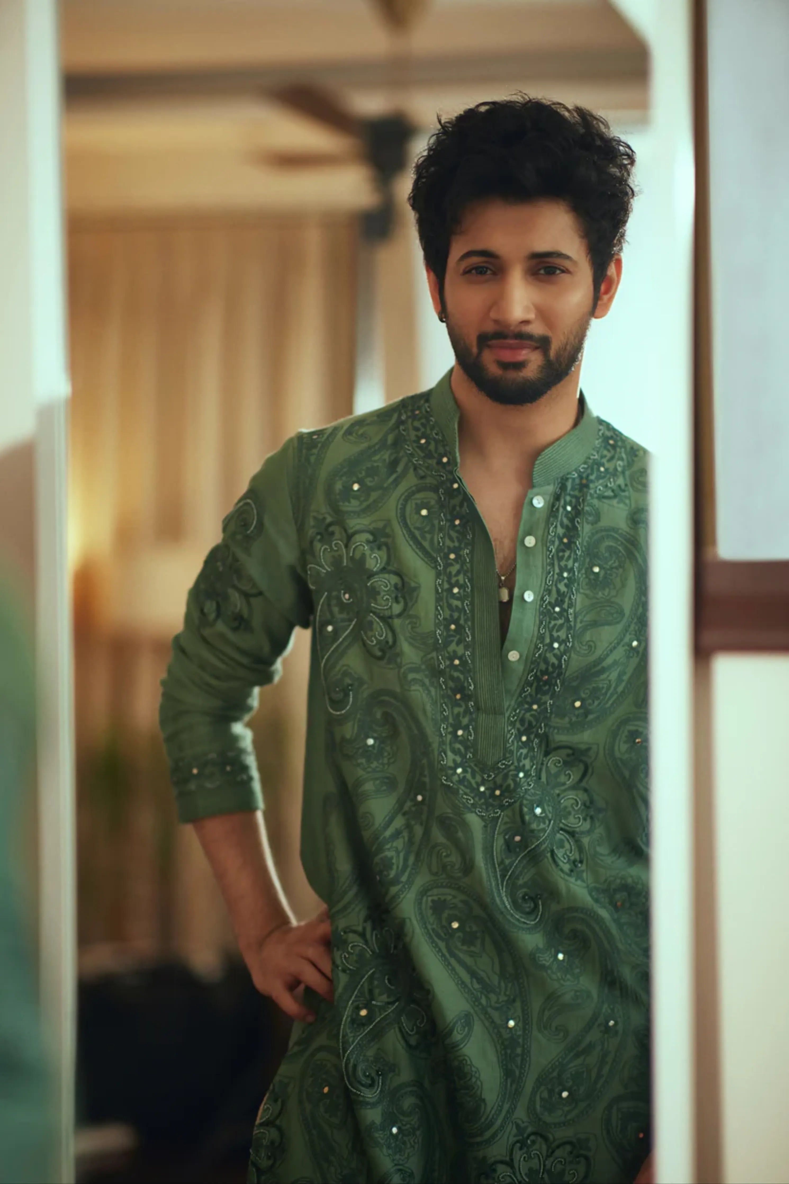 Rohit Saraf In Moss Green Power Paisley Kurta Set