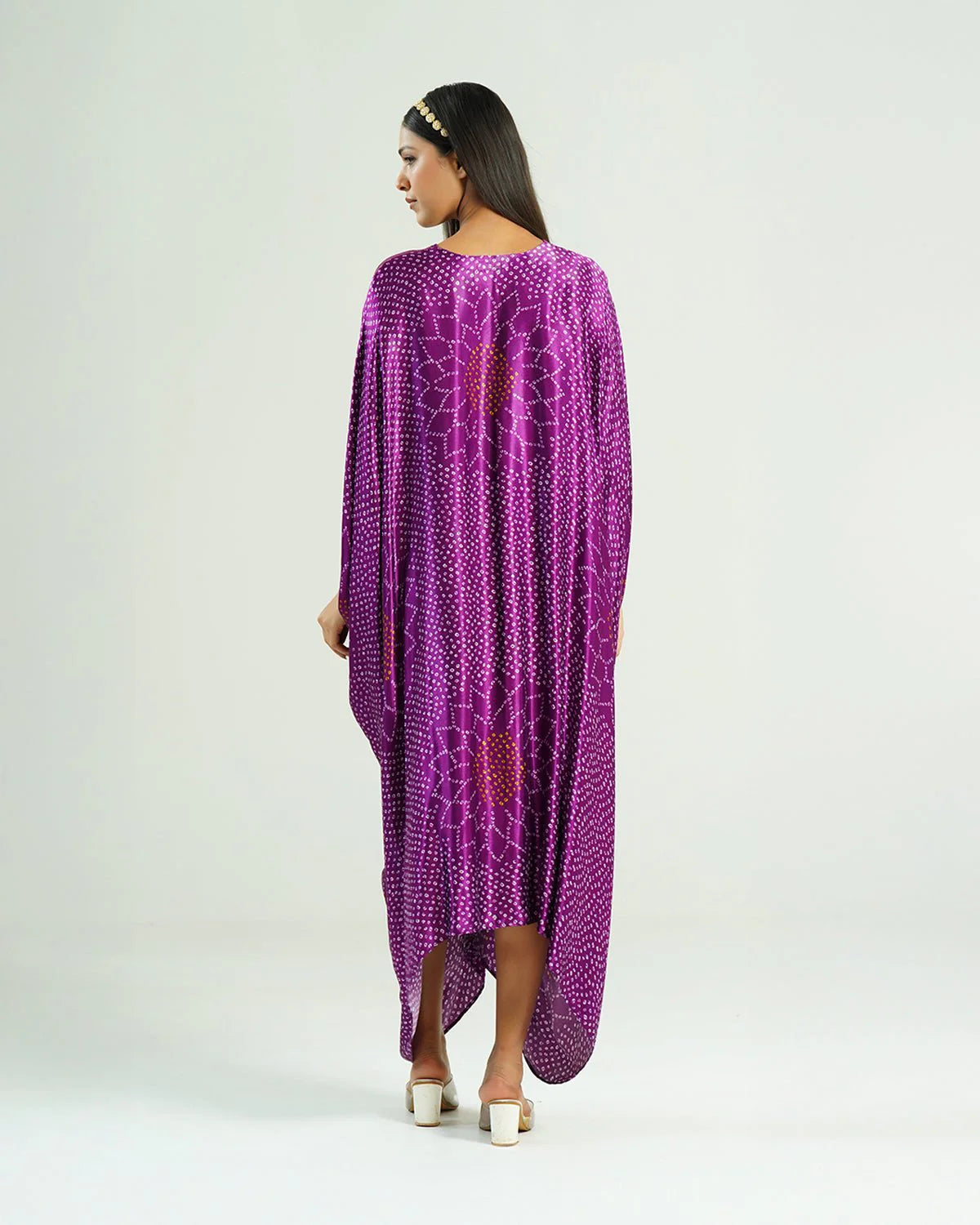 Bandhej Kaftan In Purple