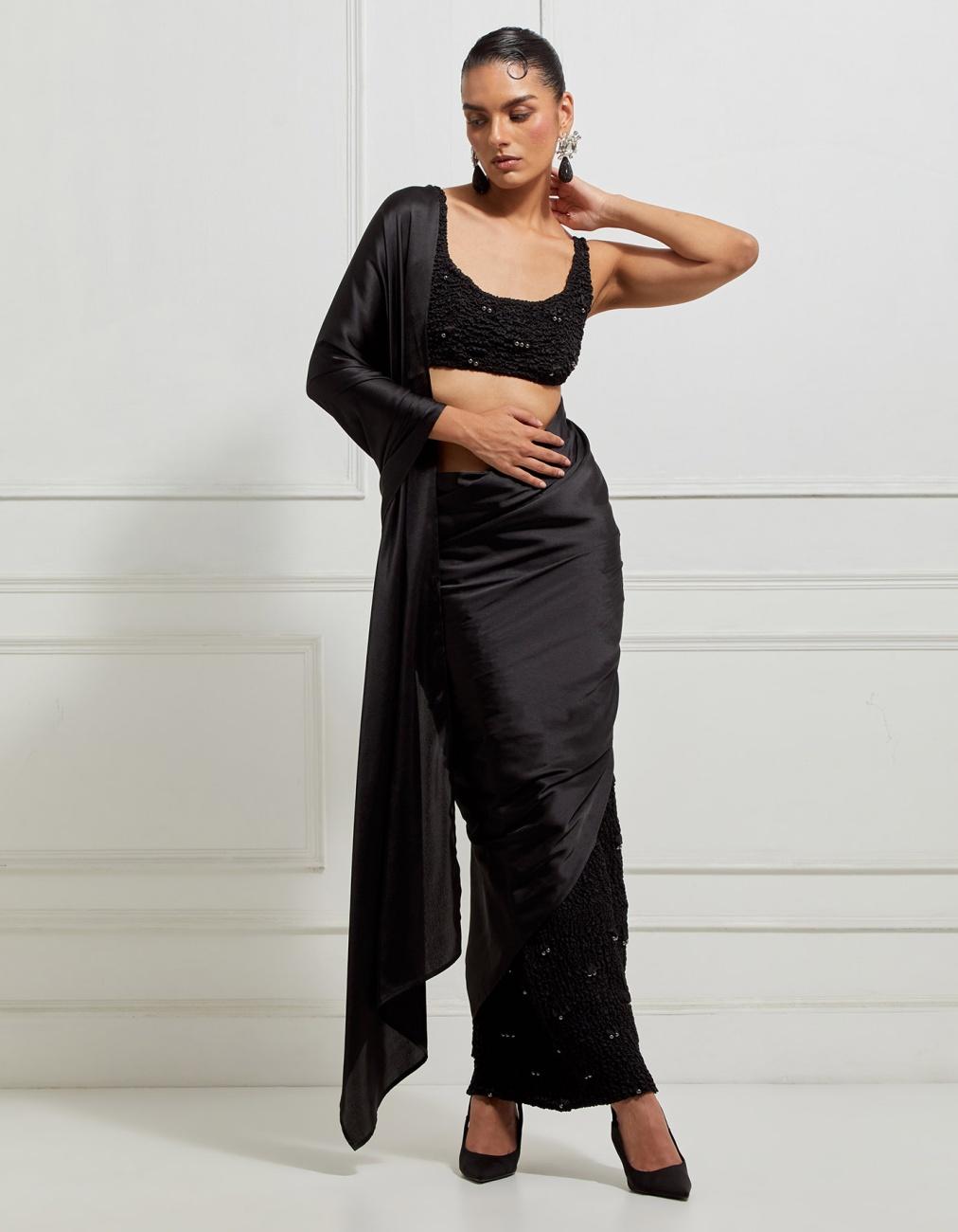 Square-Neck Smocked Bralette In Black