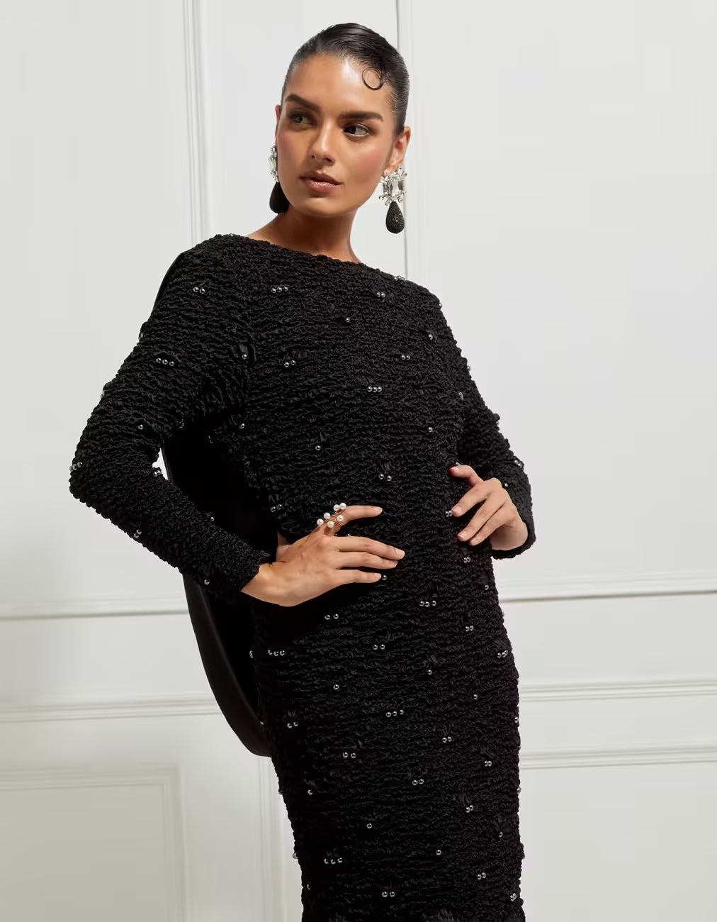 Backless Satin Gown In Black