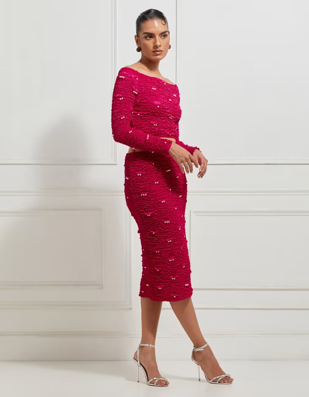 Cropped Fitted Skirt In Pink