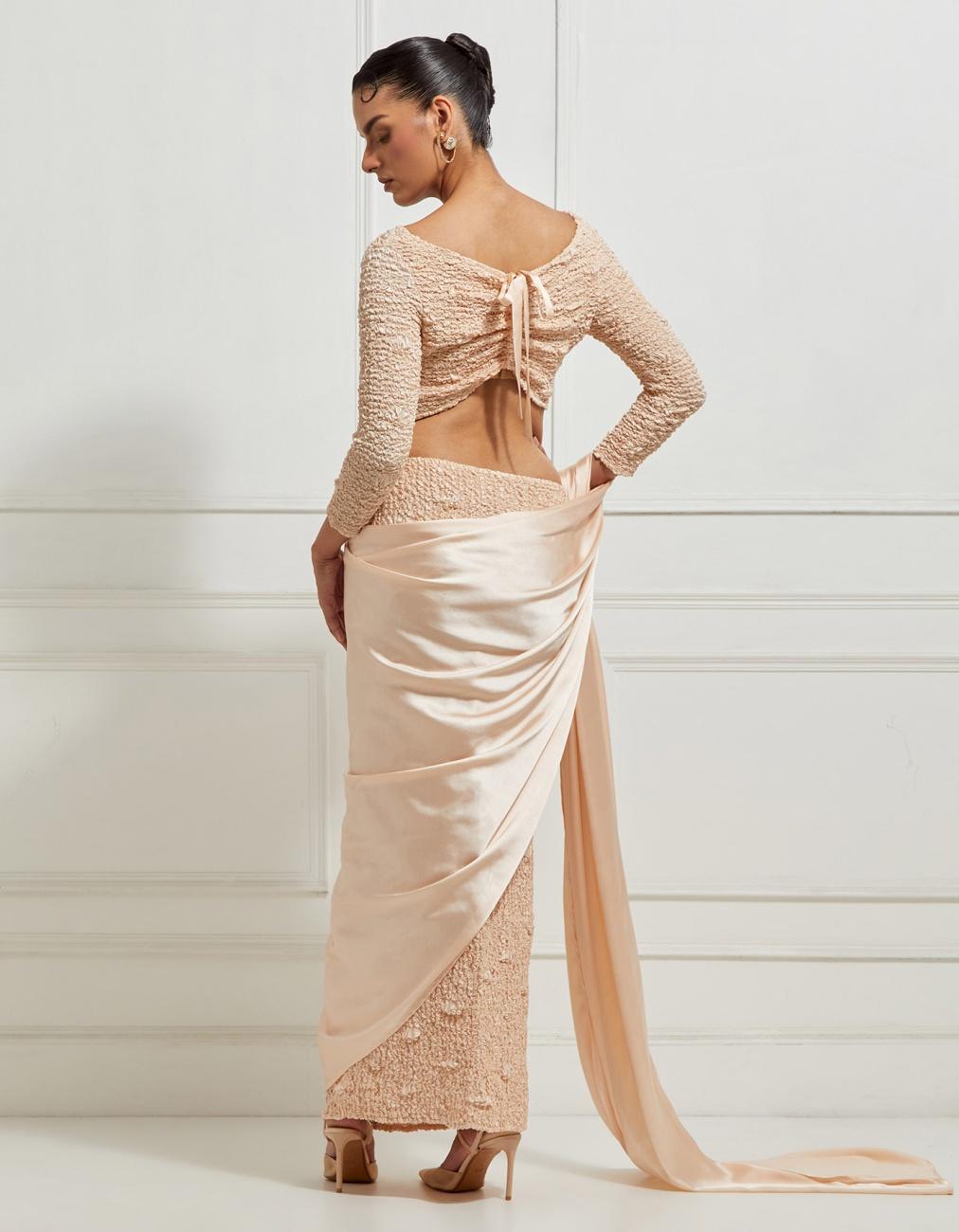 Boat-Neck Reversible Cropped Top In Beige