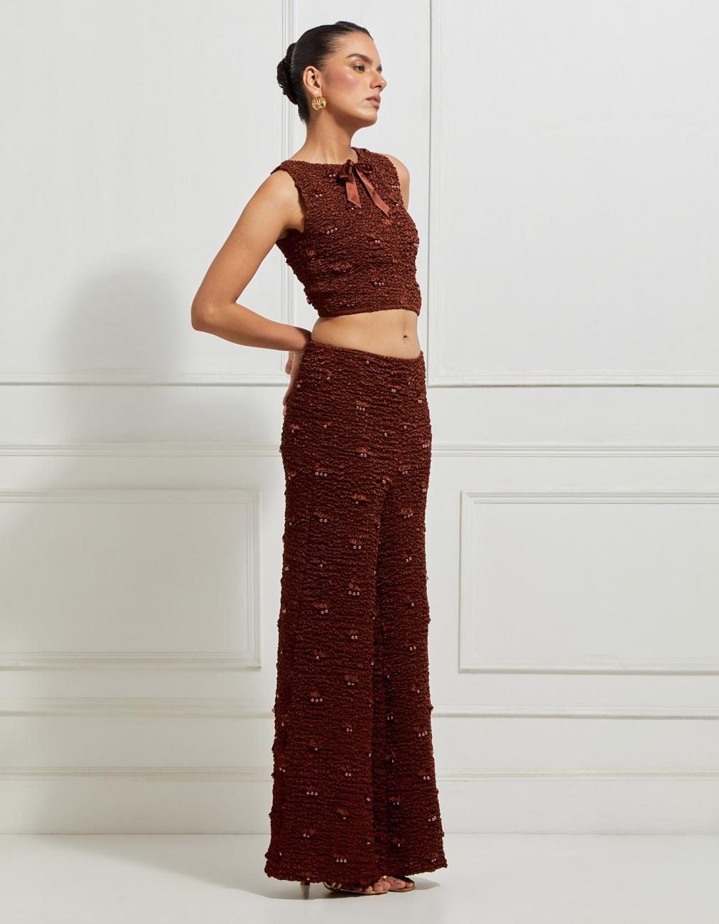 Reversible Sleeveless Crop Top In Brown