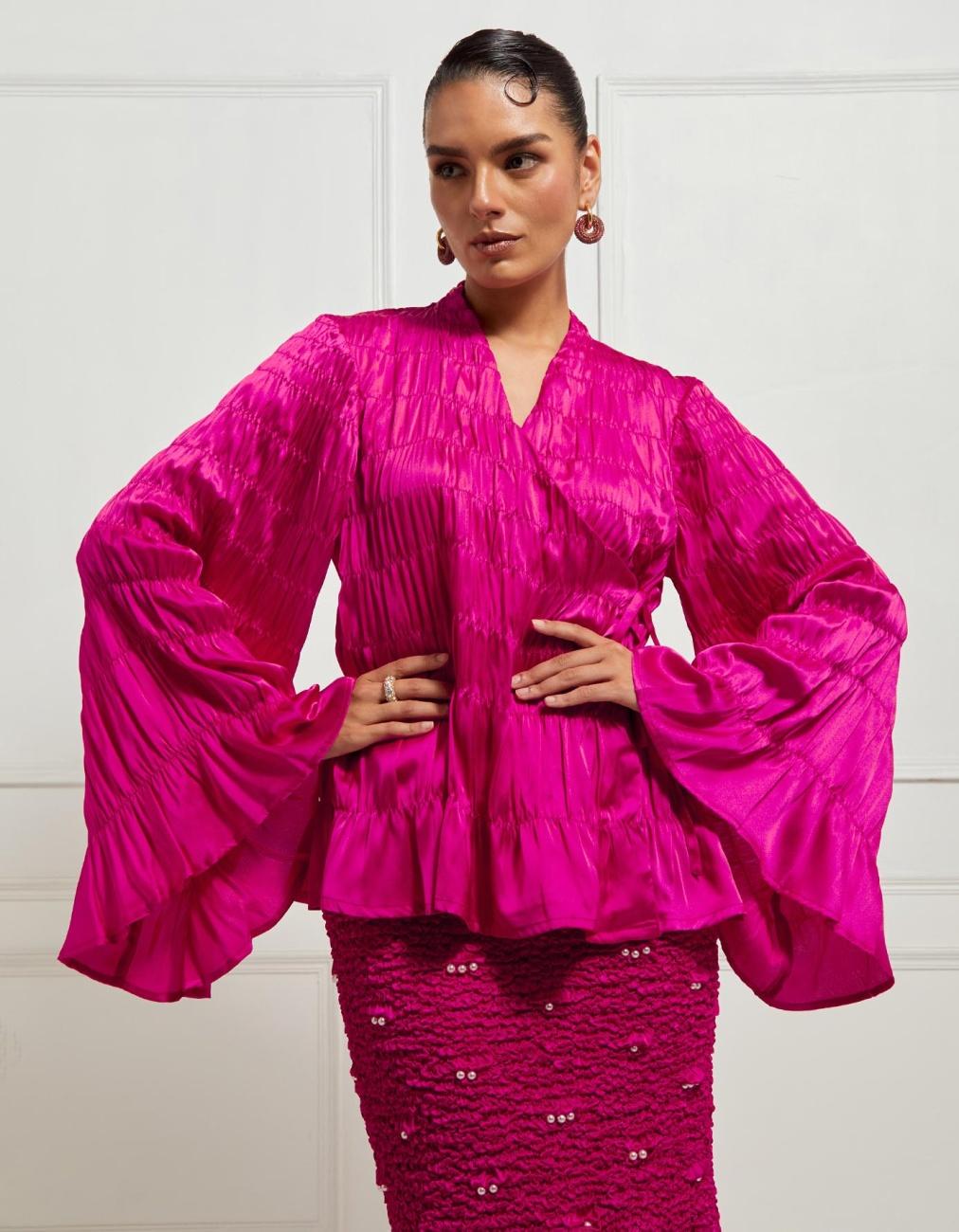 Kedia Smocked Top In Pink