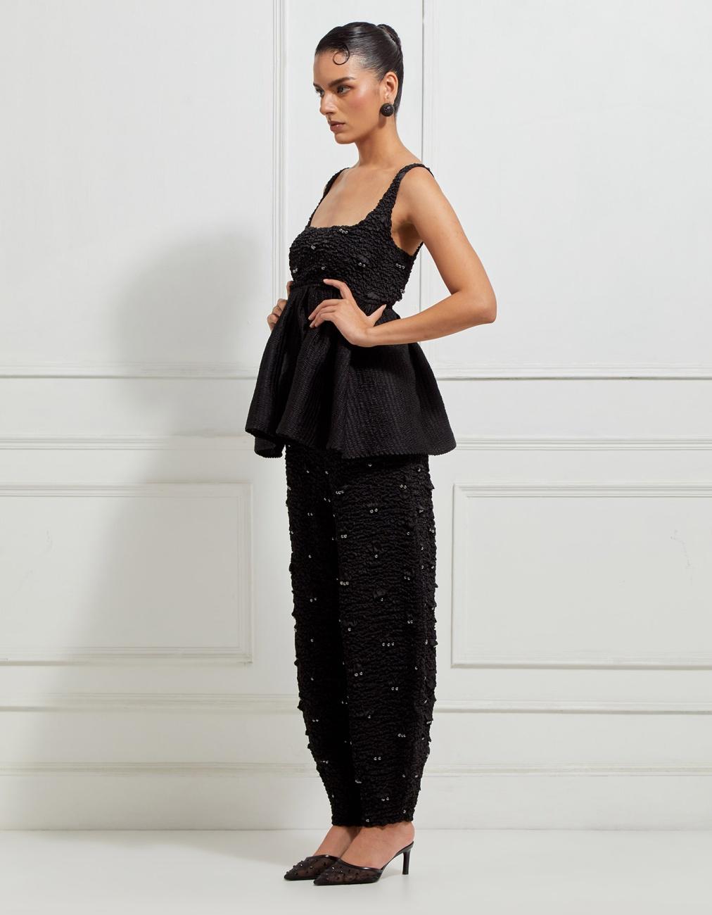 Babydoll Smocked Top In Black