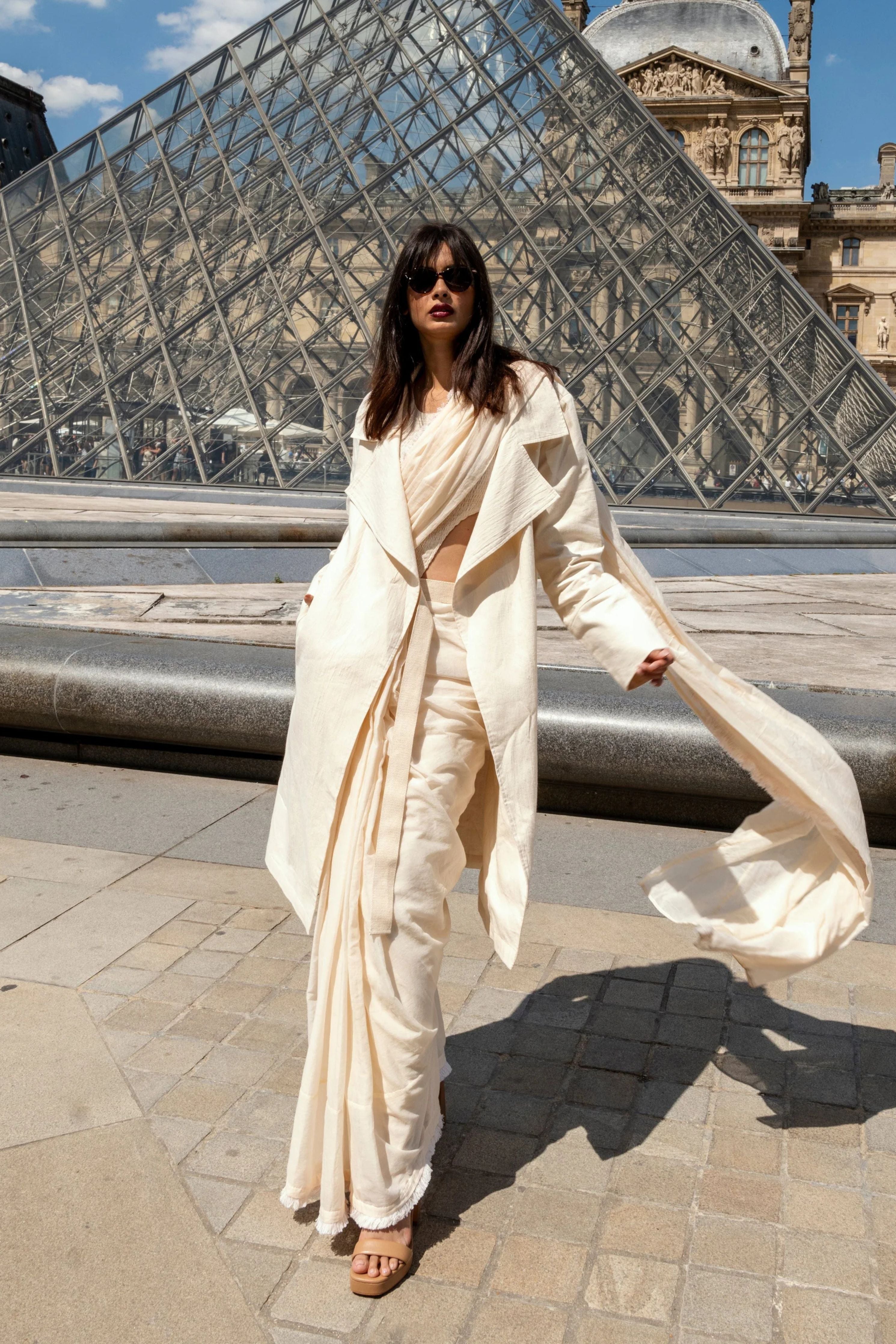 Diana Penty In Off-White Fringed Saree Corset Jacket Set
