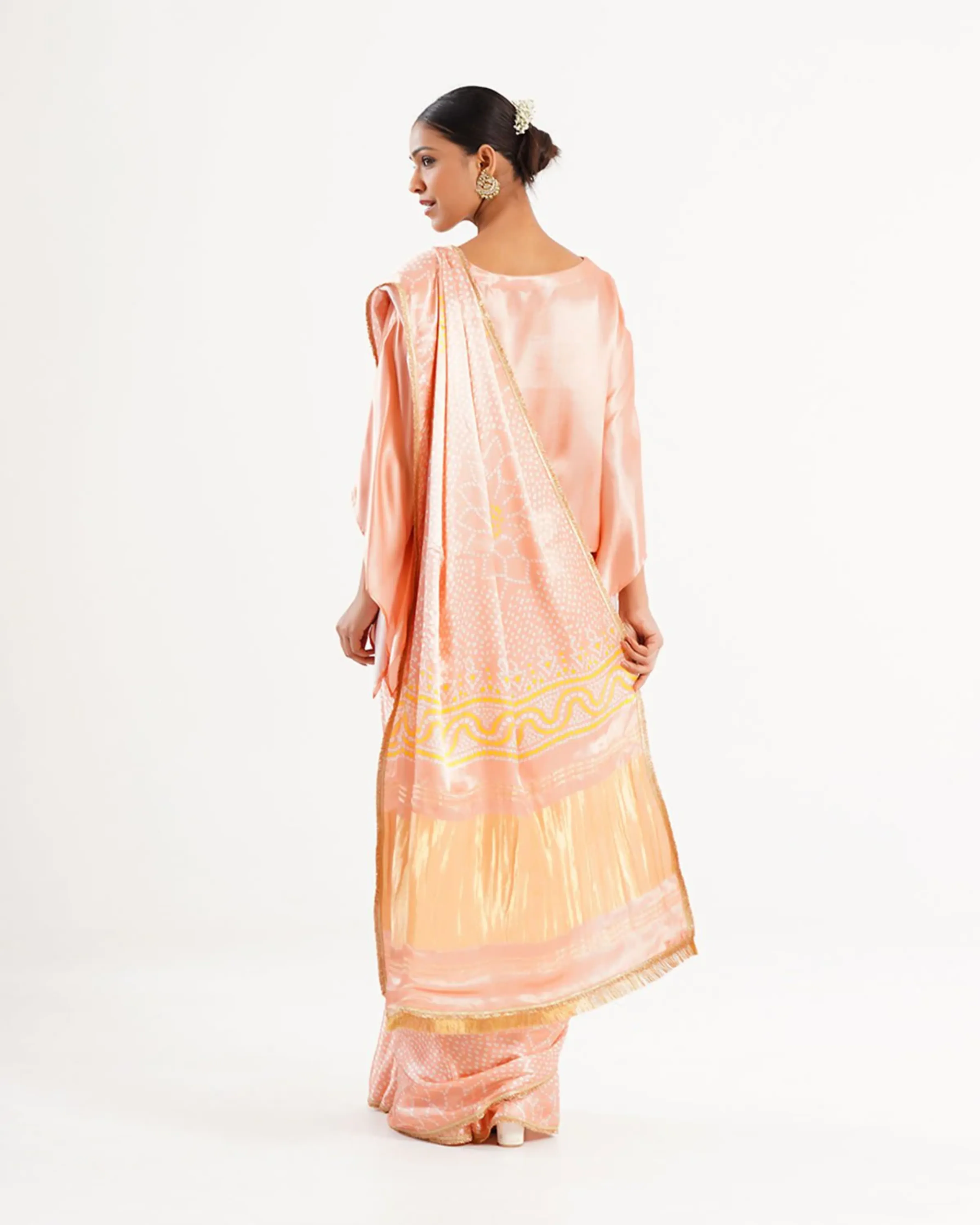 Saree Bandhej Mixology Blush Pink Gold